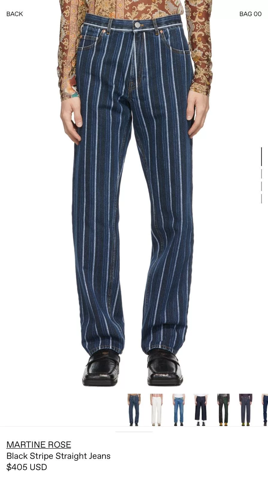 Martine Rose Denim Martine Rose Black Stripe Straight Jeans Blue