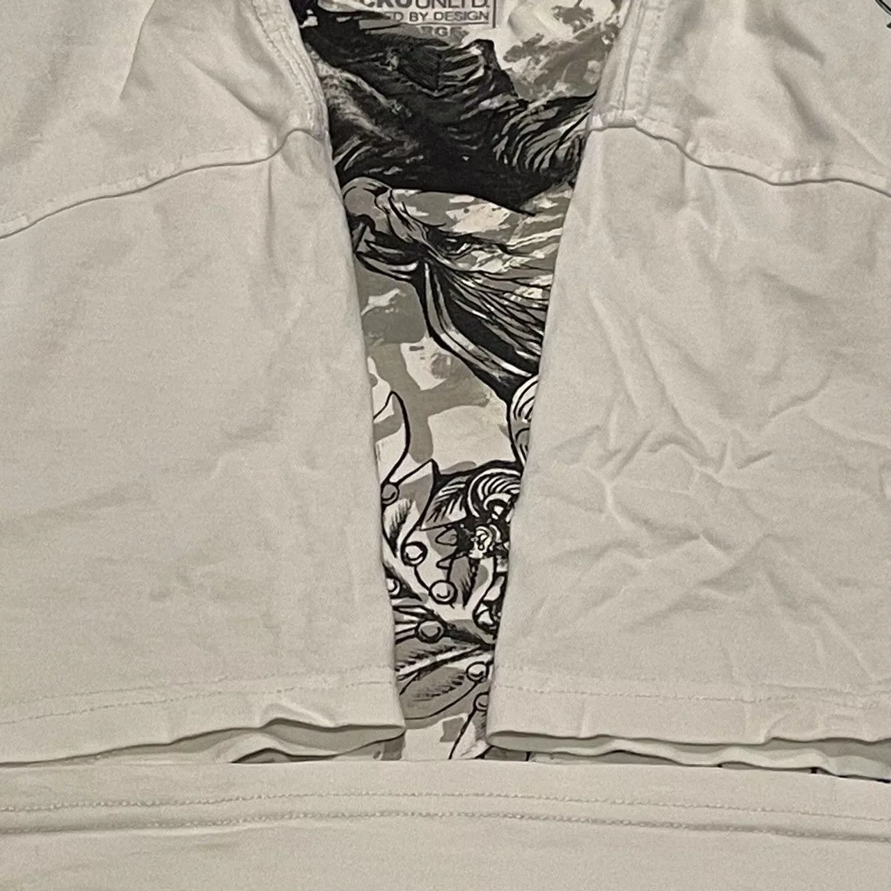 Affliction Short Sleeve T Shirts Affliction × Ecko Unltd. × Tapout Rare Ecko Unltd Wings Cross Tee Y2K Affliction Style White
