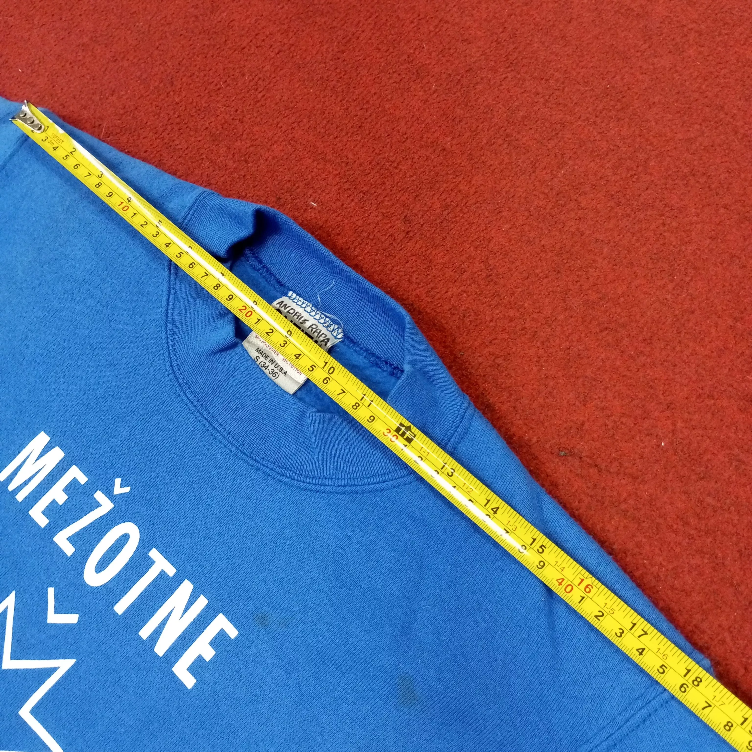 Vintage Sweatshirts Hoodies Mezotne Center Design Style Vintage Sweatshirt Blue Streetwear