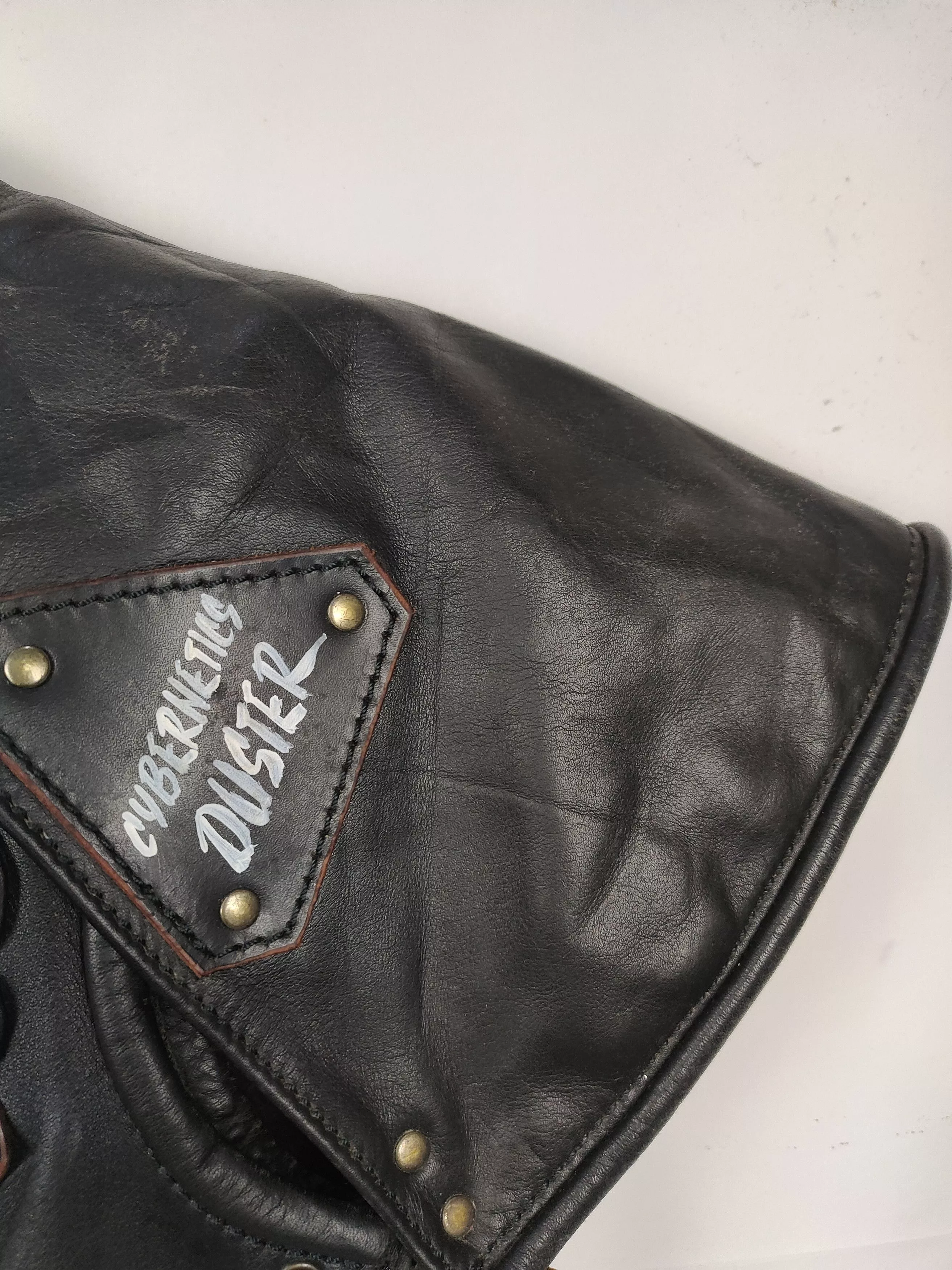 Designer Leather Jackets Designer Vintage Contrail Cybernetic Post apocalyptic Design Jacket Black