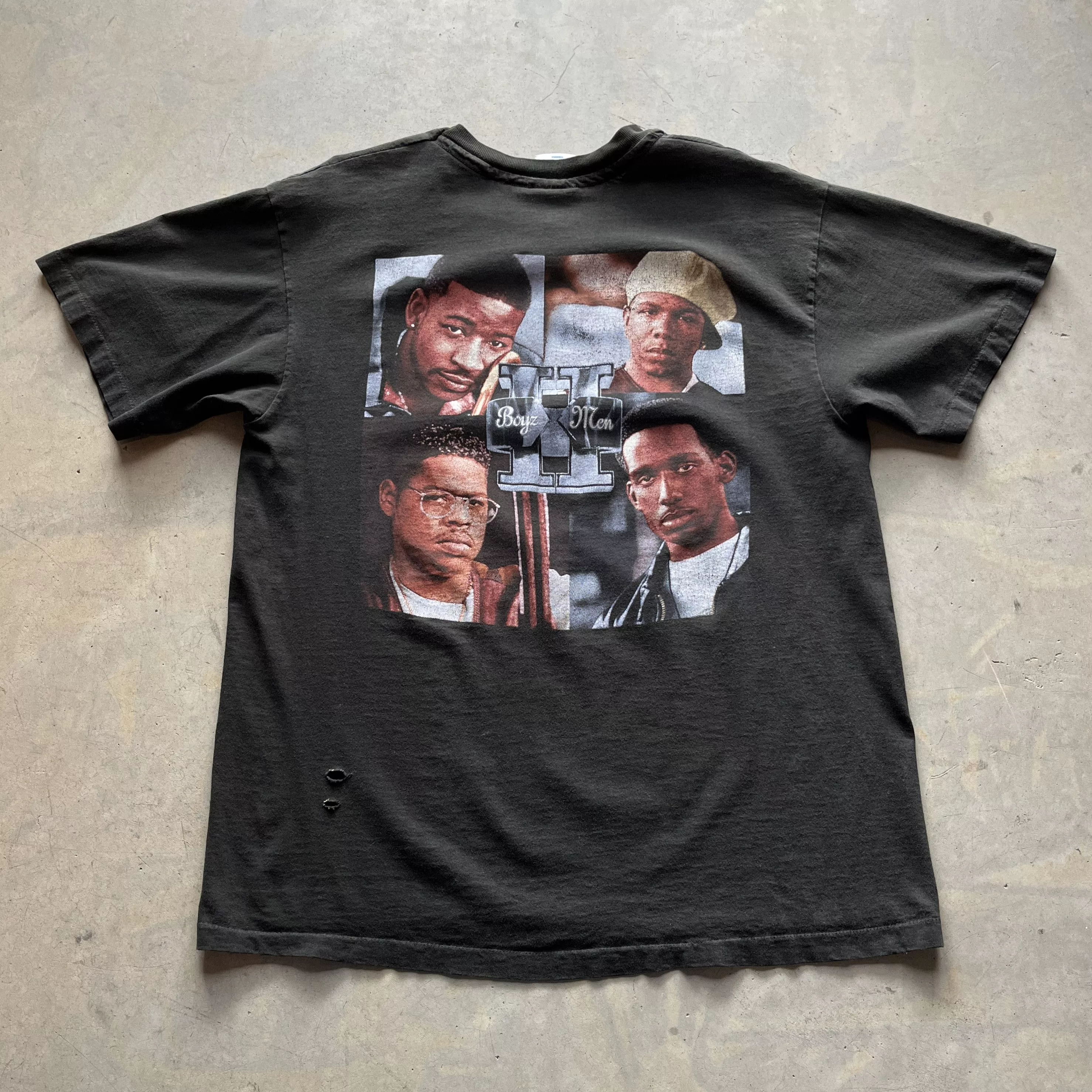 Vintage Short Sleeve T Shirts Vintage Boys Two Men Band Tee Black
