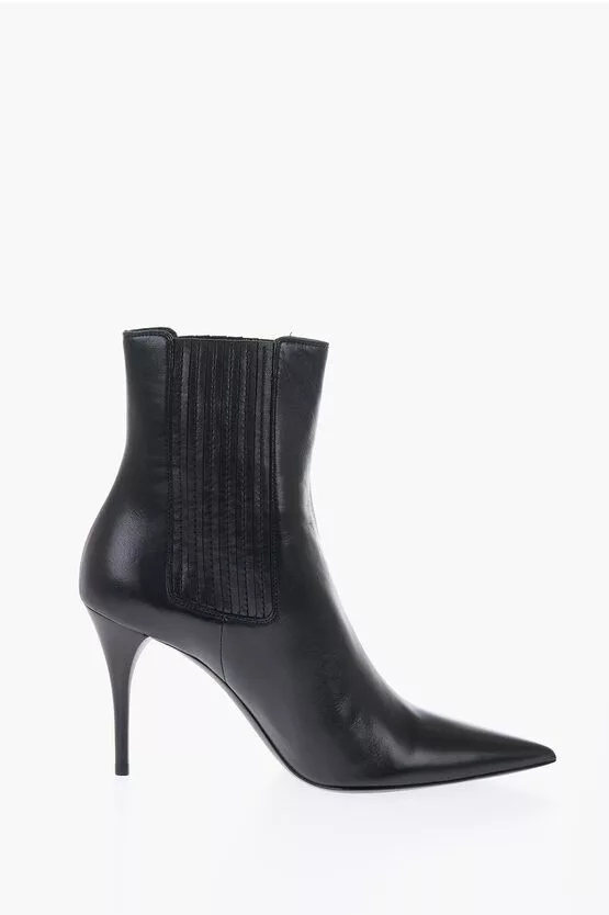 Saint Laurent Paris Boots Saint Laurent Paris Pointed Leather Boots Black