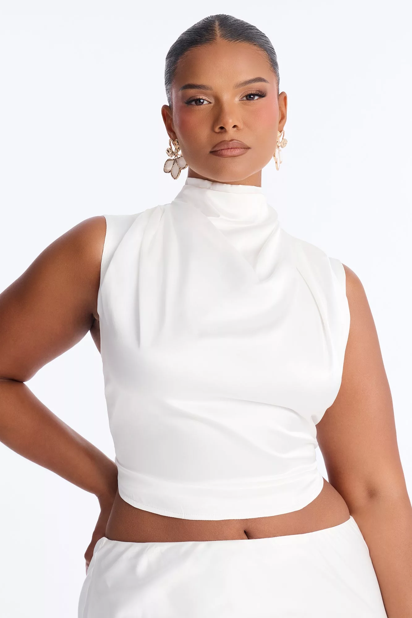 Serafina Satin Maxi Skirt Set - White