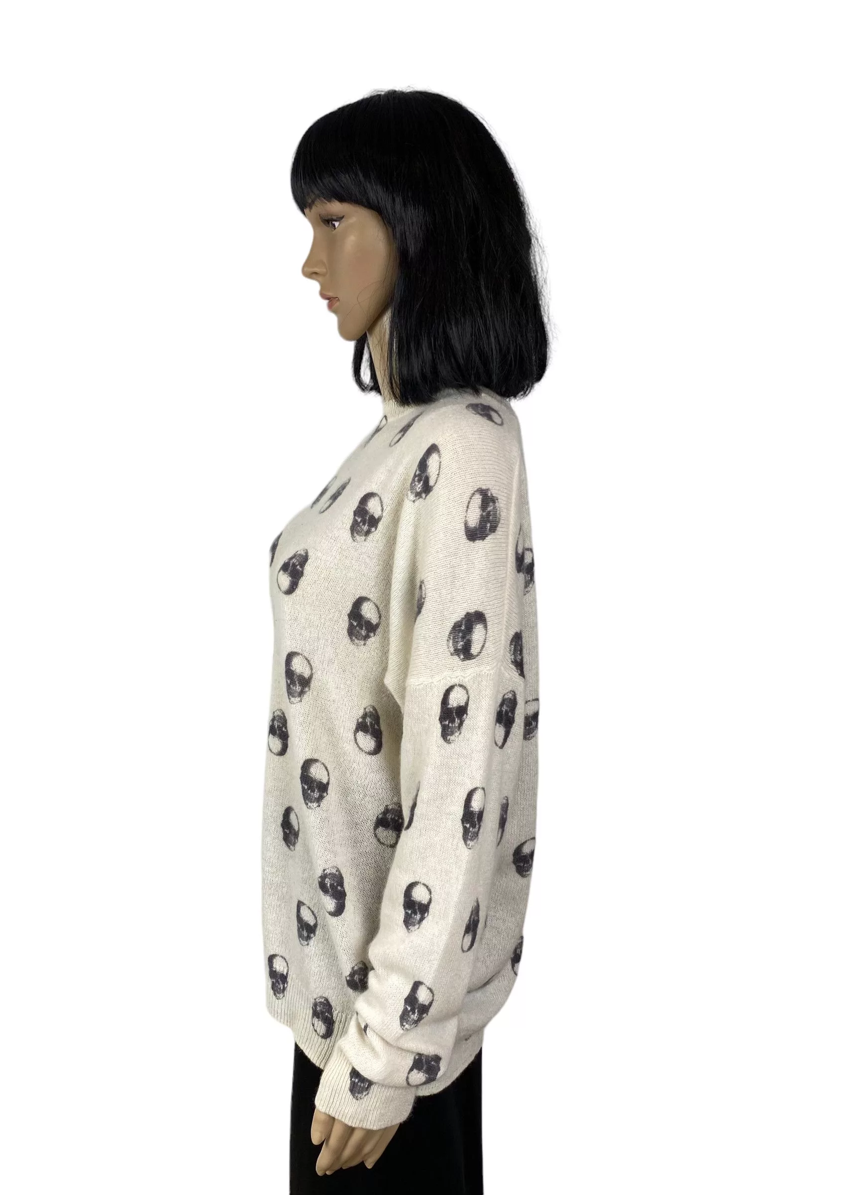 Designer Sweaters Designer skull cashmere printed sweater large Beige