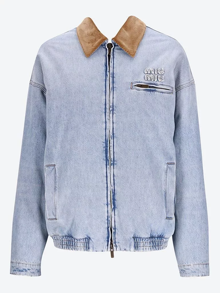 Miu Miu Jackets Miu Miu Denim stone padded jacket Blue