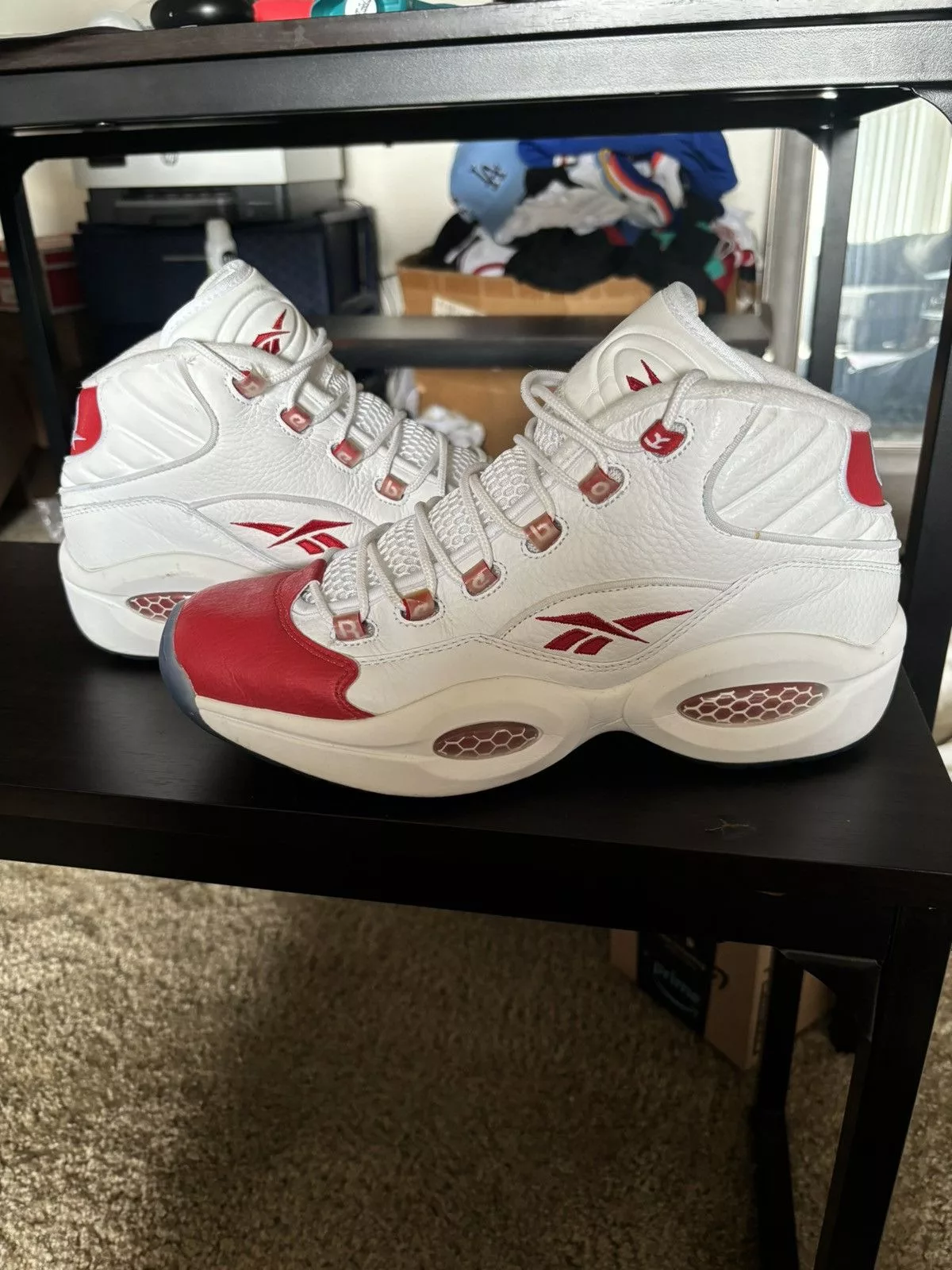 Reebok Hi Top Sneakers Reebok Question 10.5 Pearlized red toe White
