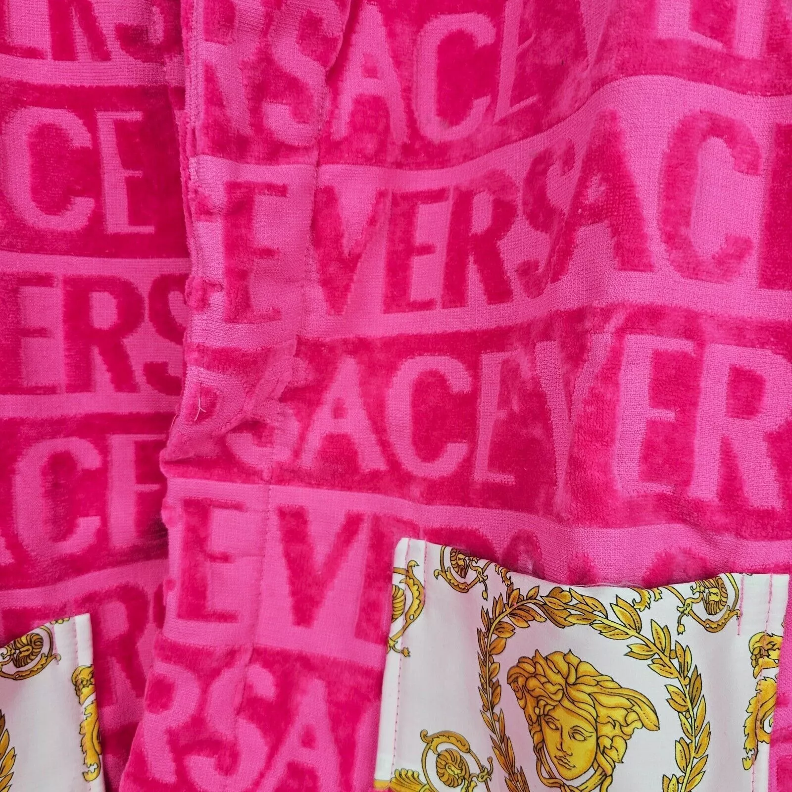 Versace Light Jackets Versace Baroque Print Pink Long Bathrobe New M