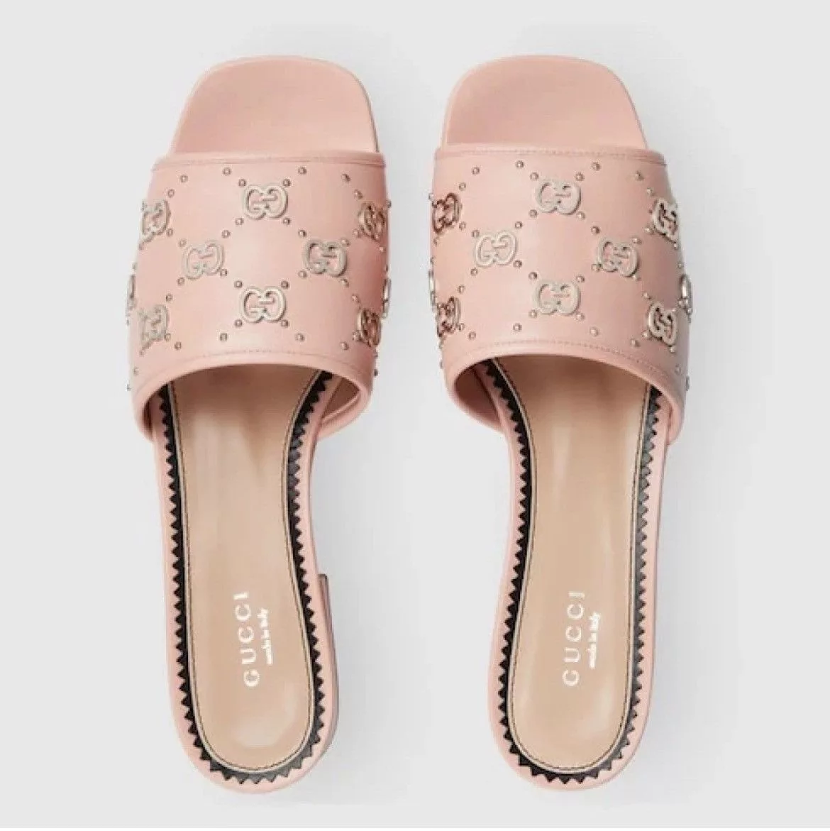Gucci Miscellaneous Gucci Interlocking G Studs Slide Sandals Size 39 Pink