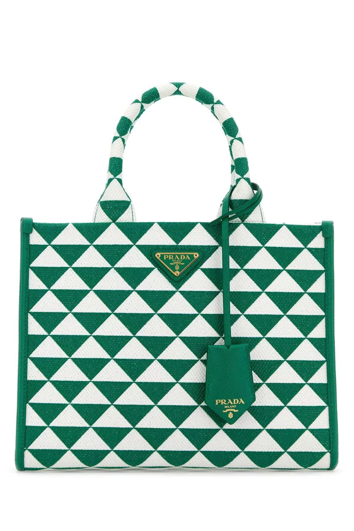 Prada Handle Bags Prada Embroidered Fabric Small Symbole Shopping Bag Multi
