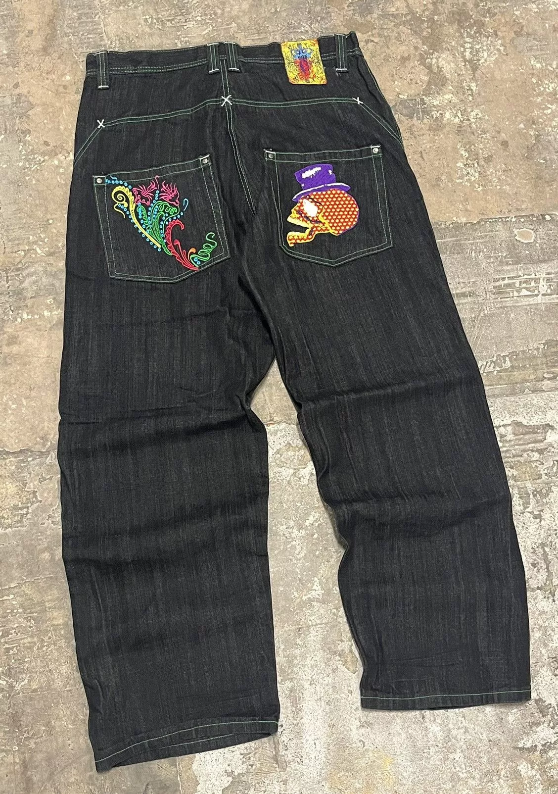 Southpole Denim Southpole × Vintage Y2k baggy fit embroidery jnco style jeans hype opium Black Streetwear