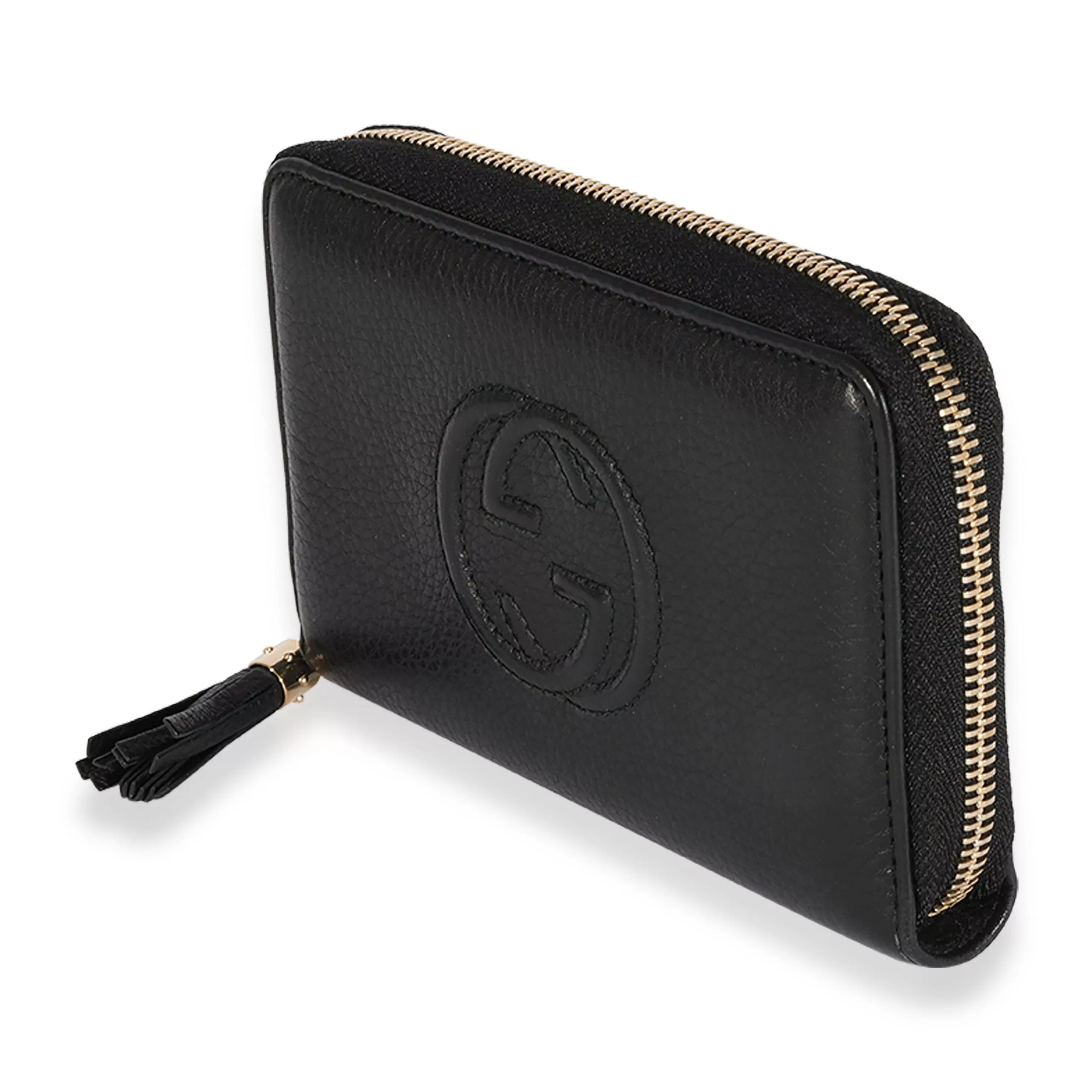 Gucci Rings Gucci Black Pebbled Leather Soho Zip-Around Wallet