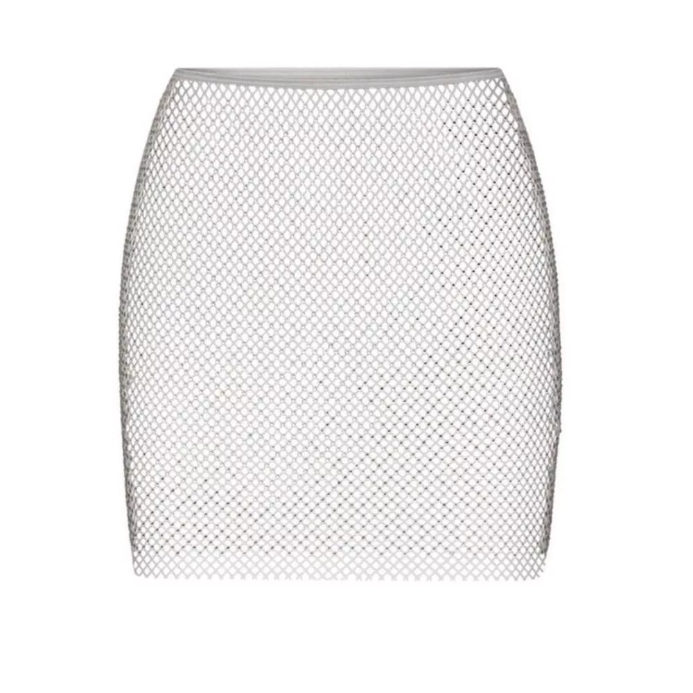 SKIMS Mini Skirts Swarovski x Skims Stretch Net Silver Mini Skirt Small