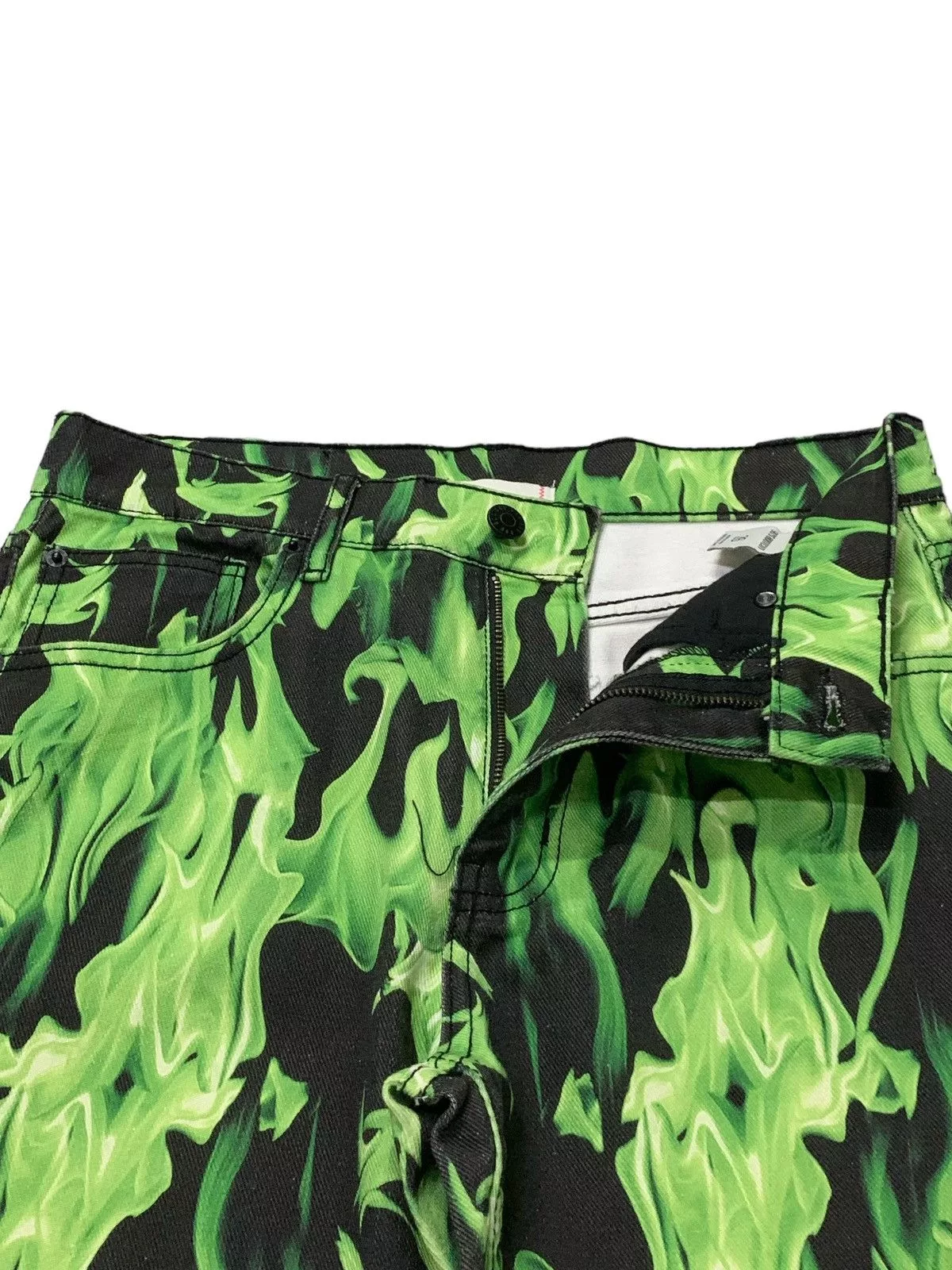 5351 POUR LES HOMMES Denim 5351 POUR LES HOMMES × Junya Watanabe BDG Green Flame Bootcut Flared Denim Pants Black