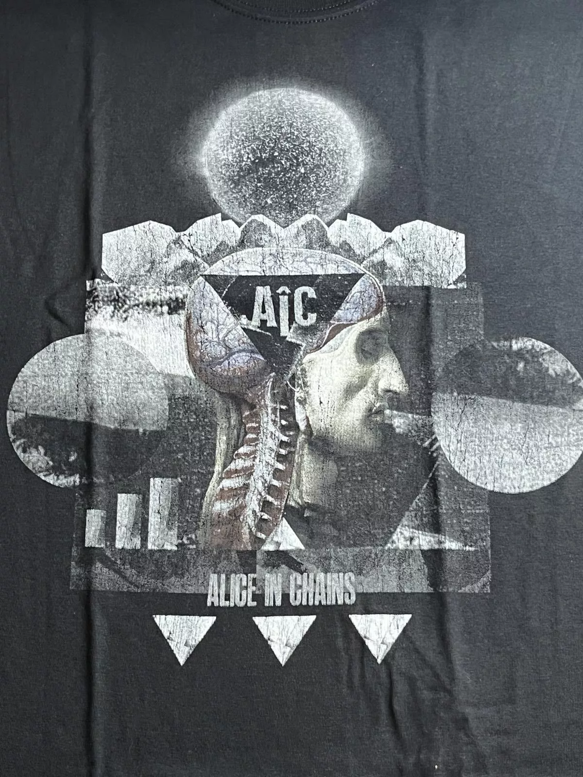 Designer Short Sleeve T Shirts Designer Alice in Chains Shirt Triangles & Circles T-shirt - M Black