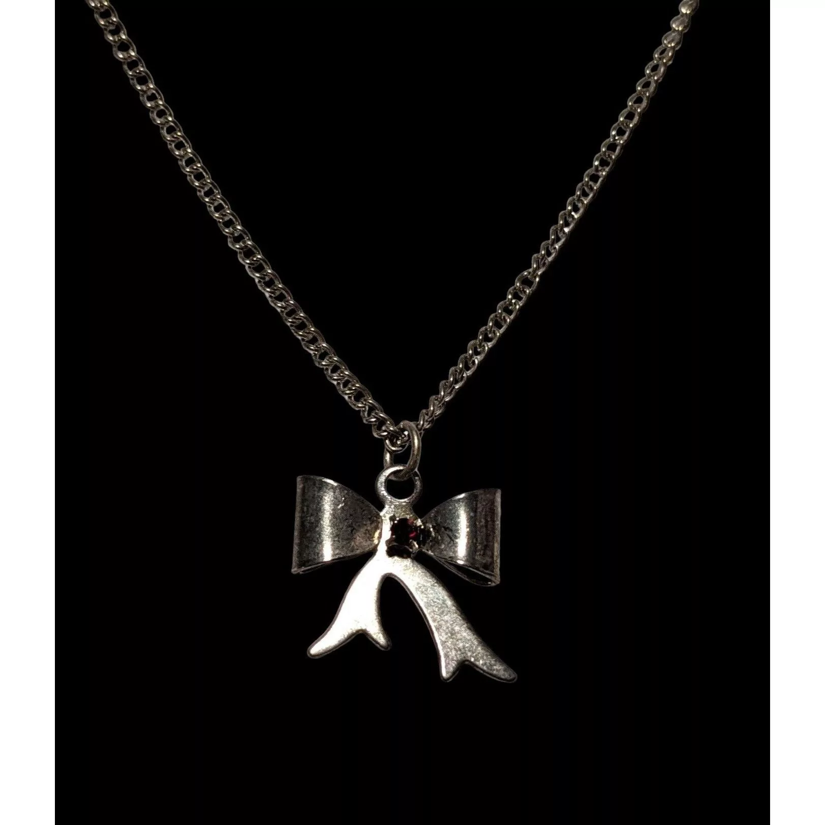 Other Necklaces Other Silver Rhinestone Bow Necklace