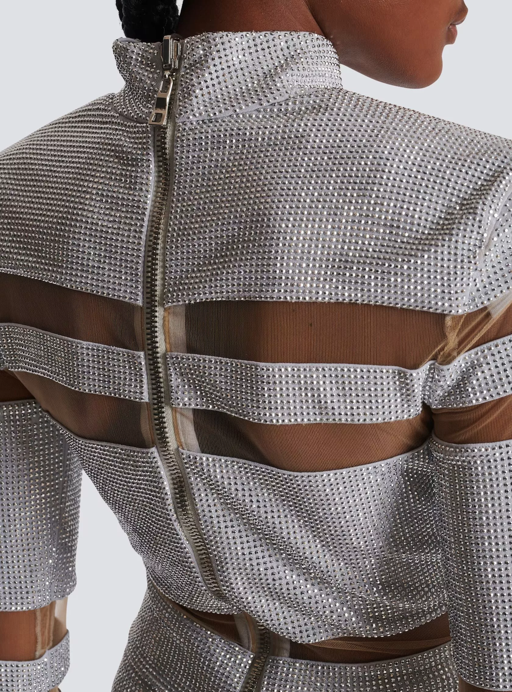 Balmain Crop Tops Balmain o1s1rm0624 Crop Top in Silver