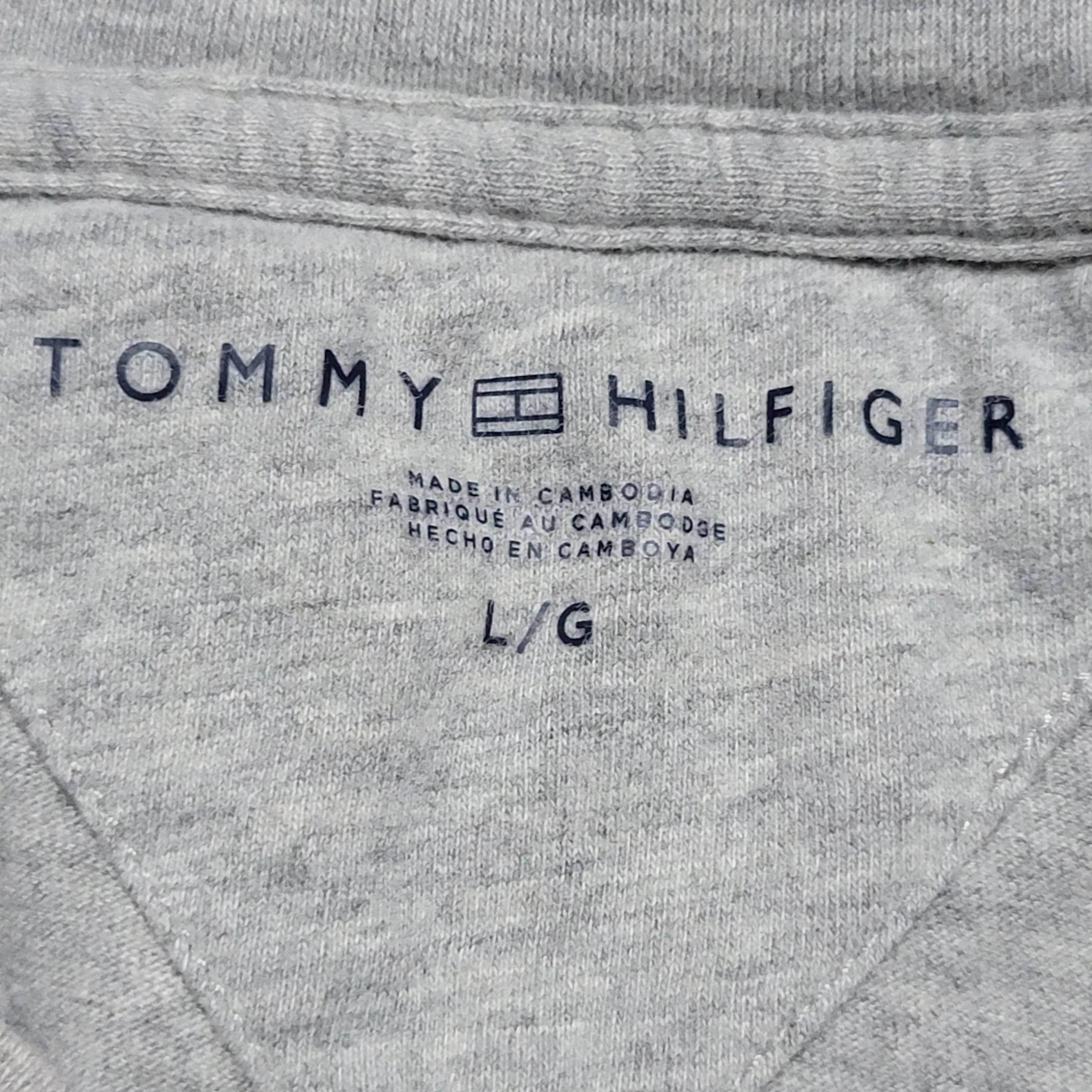 Tommy Hilfiger Short Sleeve T Shirts Tommy Hilfiger Tee - Grey with Raised Letters - Size Large Gray