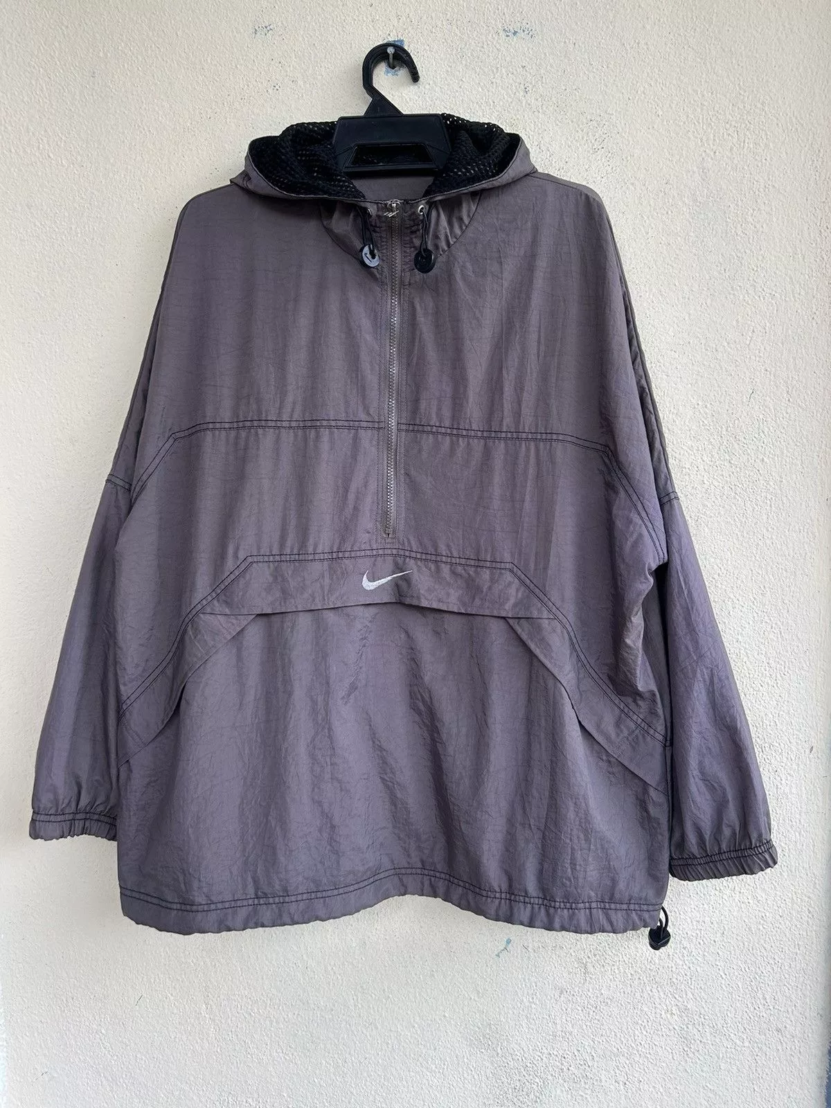 Nike Raincoats Nike × Vintage Vintage 90’s Nike Center Swoosh Windbreaker Gray Streetwear