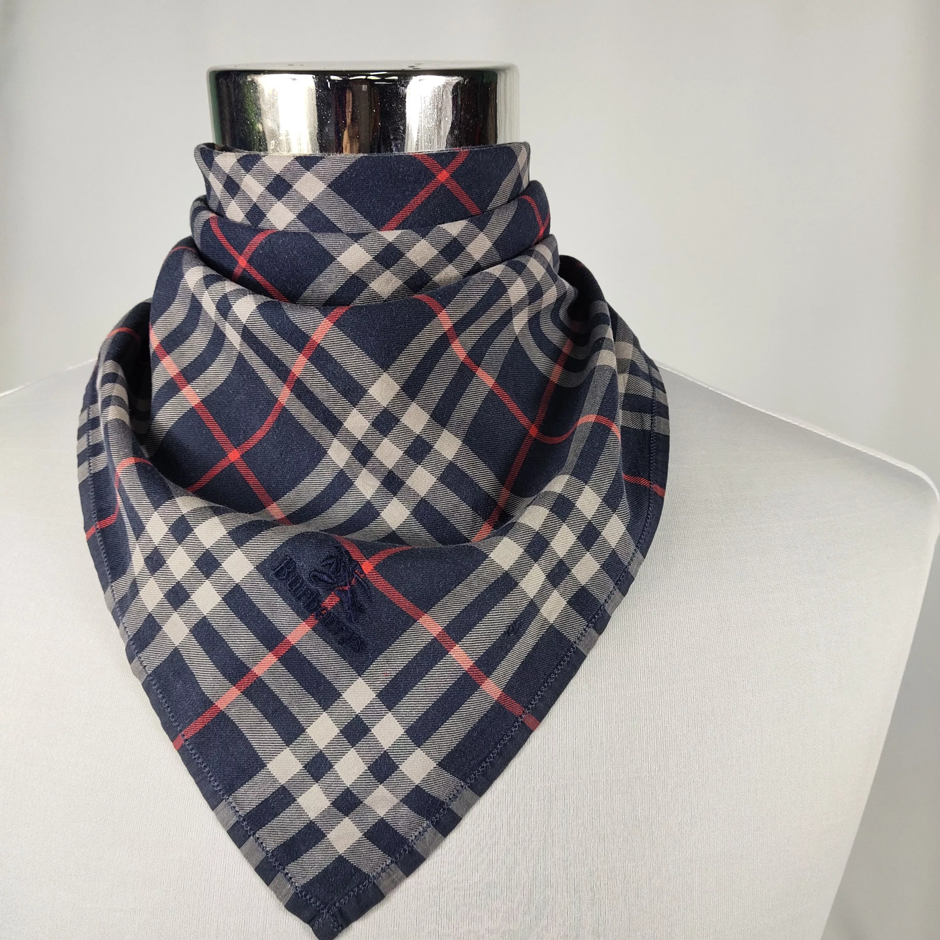 Burberry Ties Pocketsquares Burberry × Vintage Burberry Handkerchief / Neckerchief / Bandana FZ153 Blue