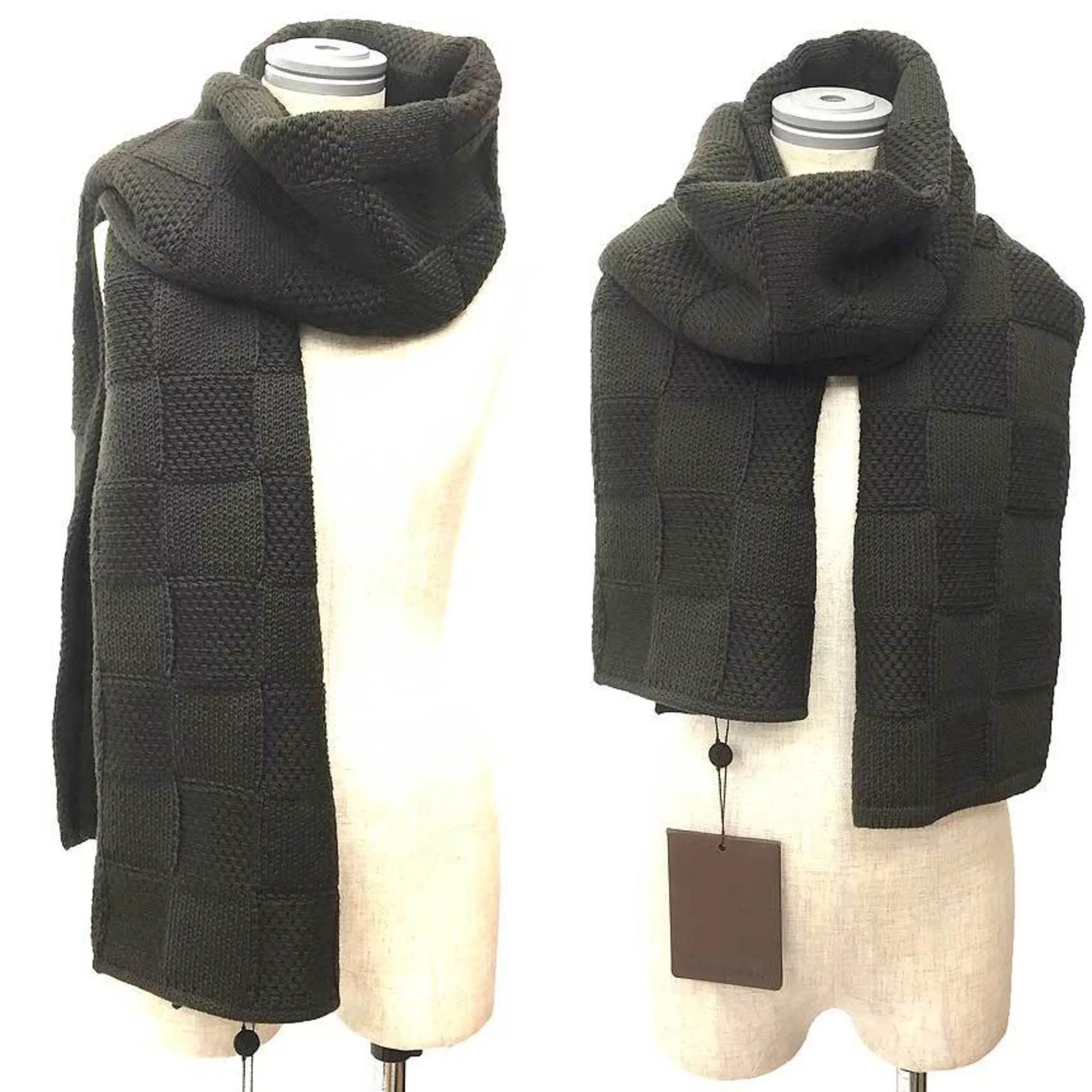 Louis Vuitton Scarves Louis Vuitton Damier Scarf Khaki 100% Wool Men's Women's aq9970 10013580 Brown