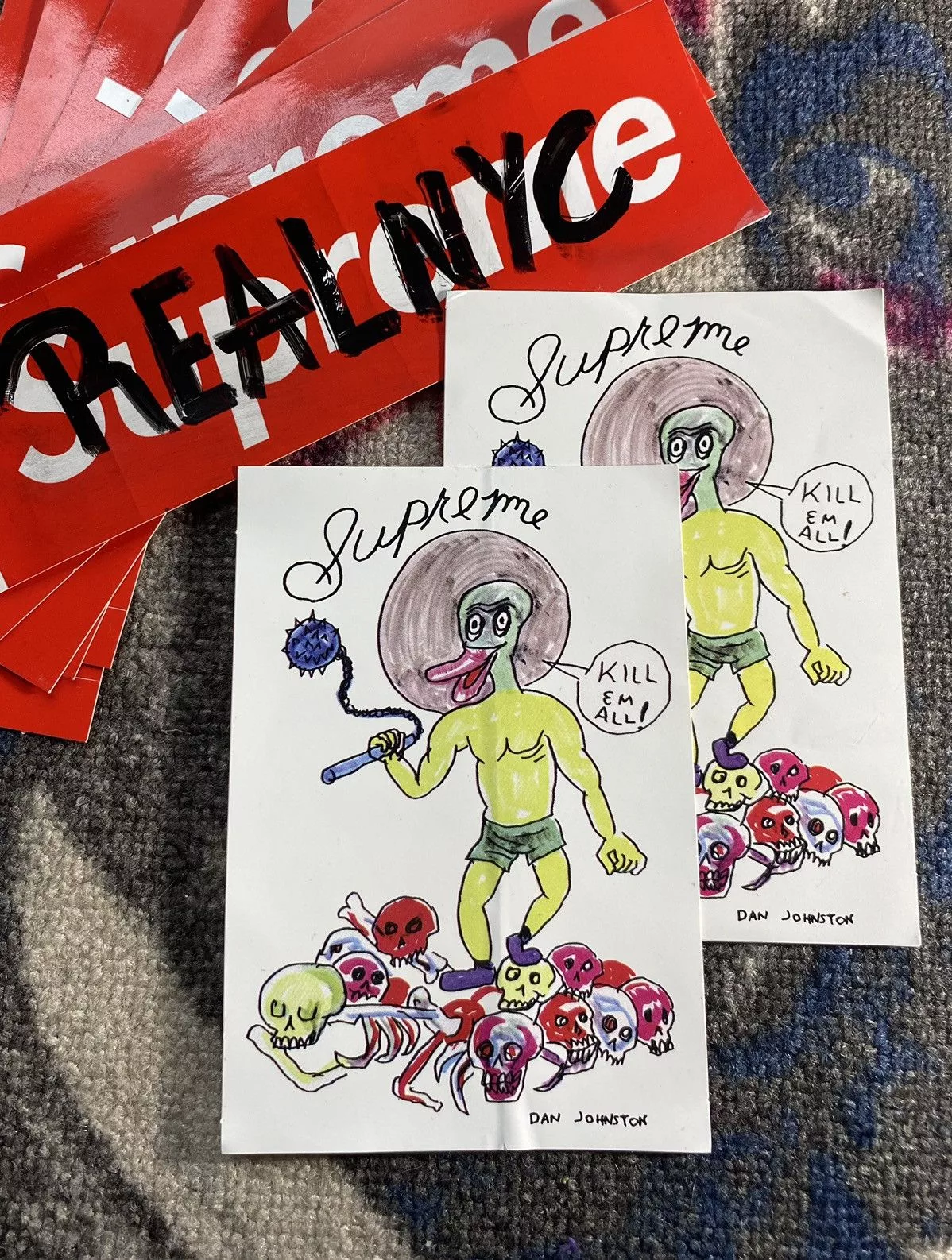 Supreme Supreme Supreme Daniel Johnston Kill Em All Duck Sticker White