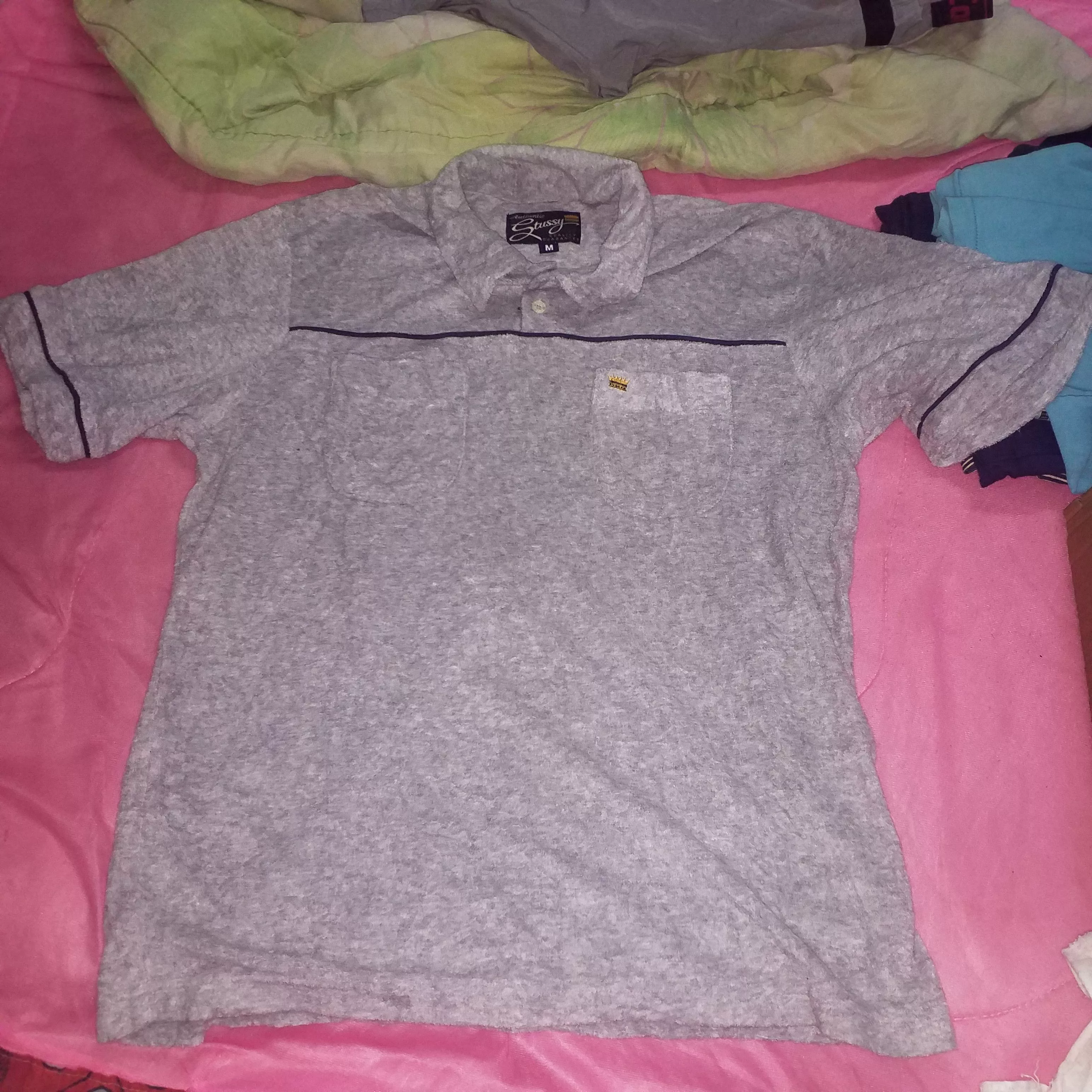 Stussy Shirts Button Ups STUSSY COLLAR POCKET T FUR COTTON Gray