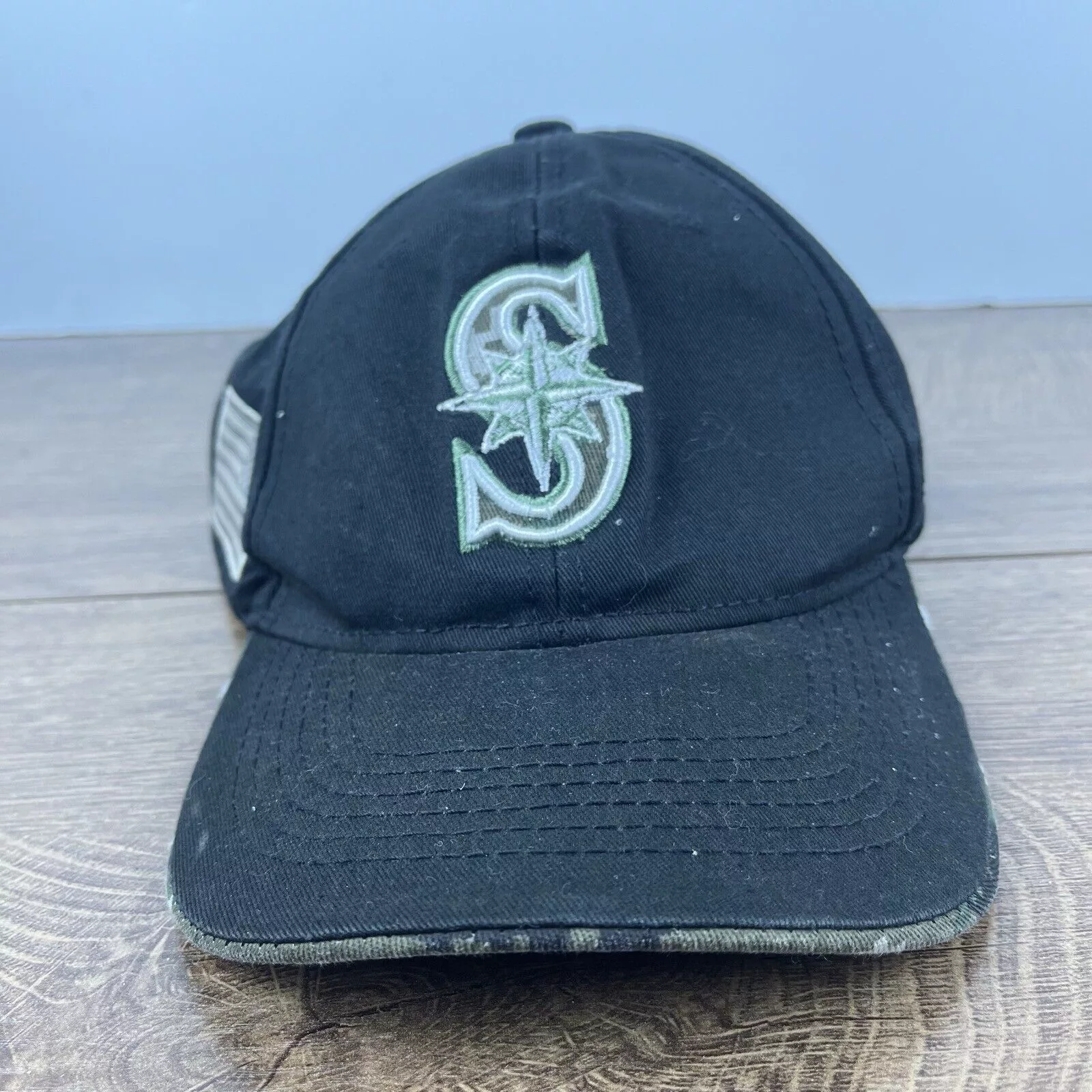 Other Hats Other Seattle Mariners MLB Hat USA Flag Patch Black Hat Adjustable