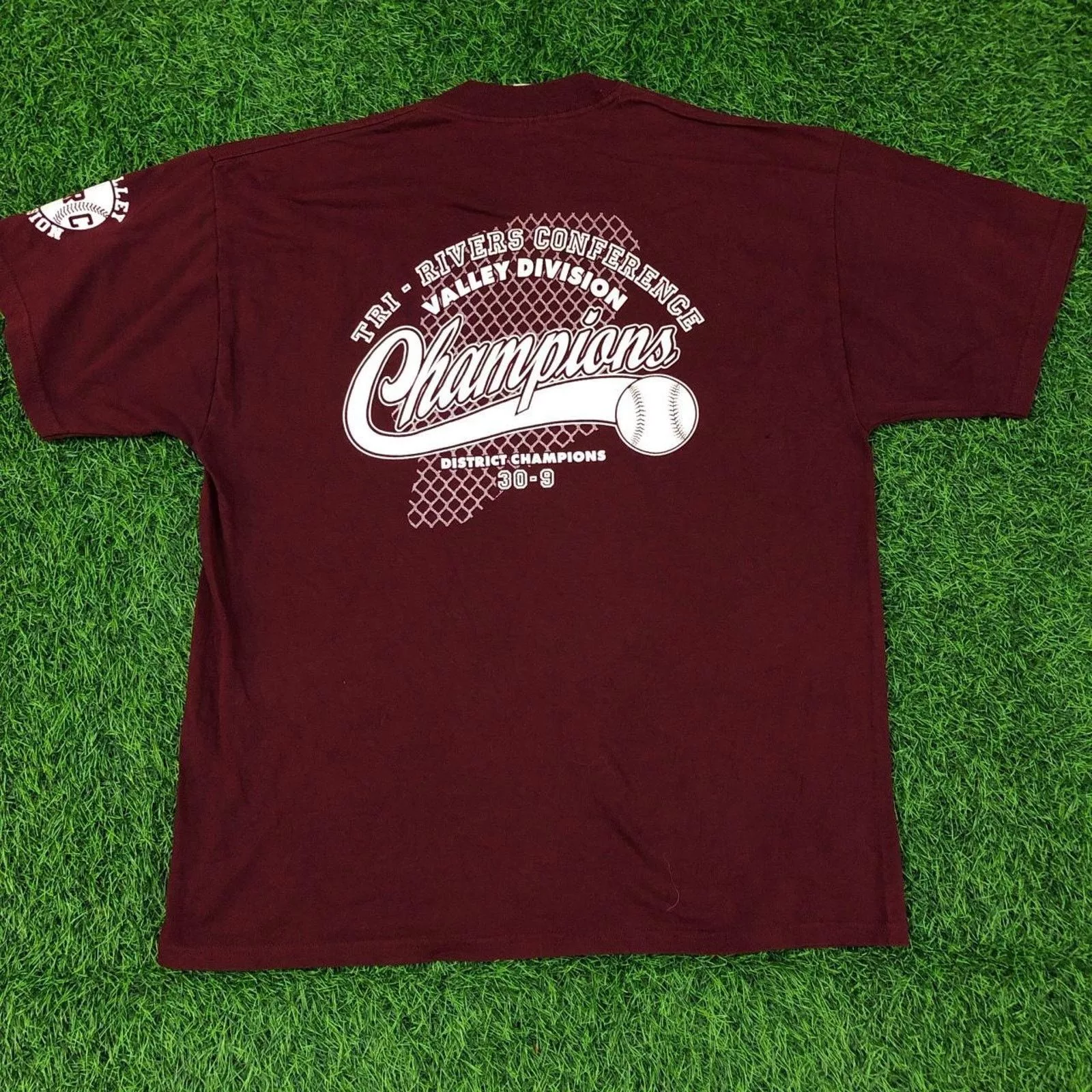 Jerzees Short Sleeve T Shirts Jerzees Vintage 2004 North Linn Tri Rivers Baseball Graphic Tee Red