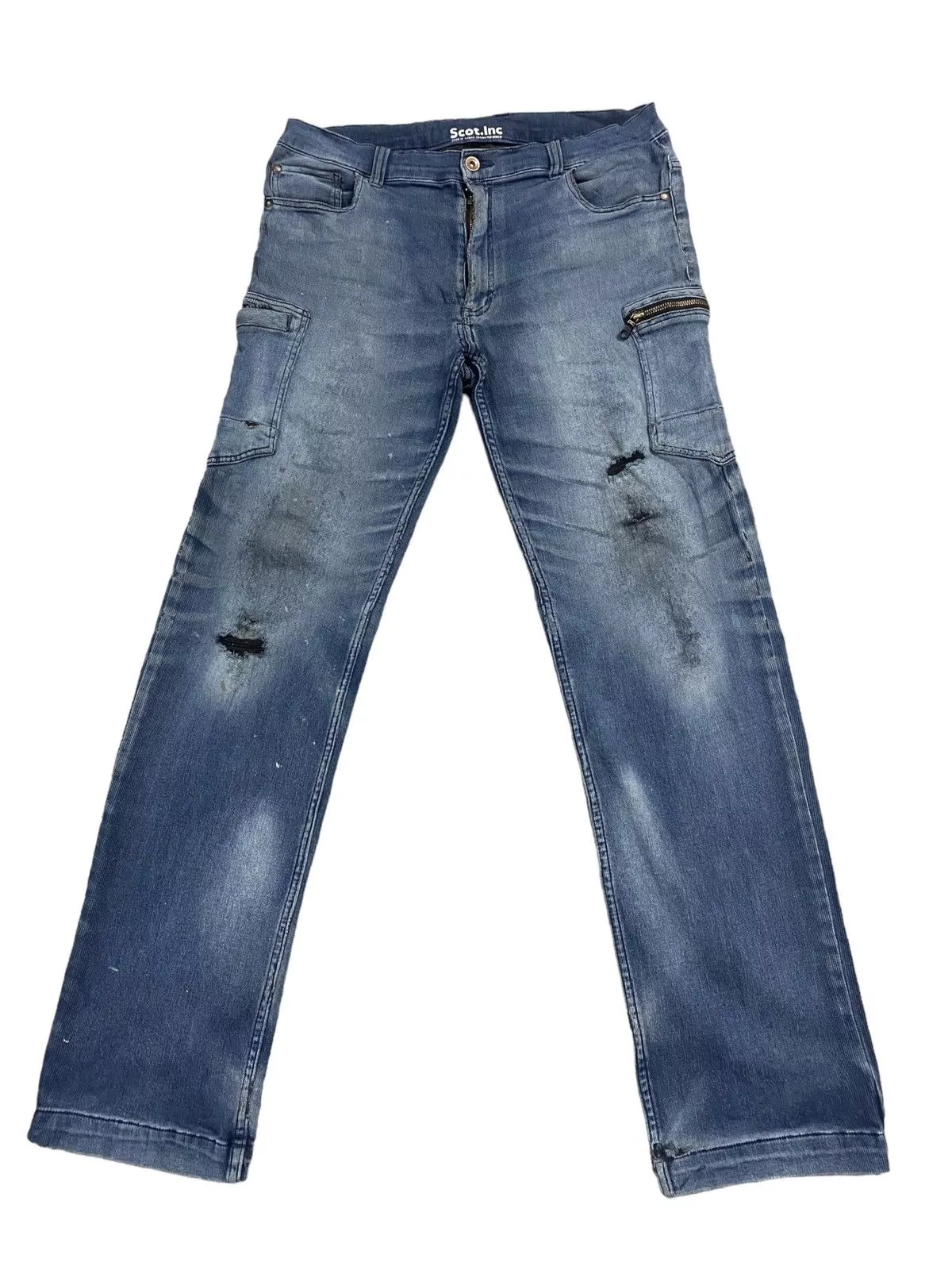 If Six Was Nine Denim If Six Was Nine × Le Grande Bleu (L.G.B.) × Schott Vintage Scott Inc Cargo Distress Jeans Blue