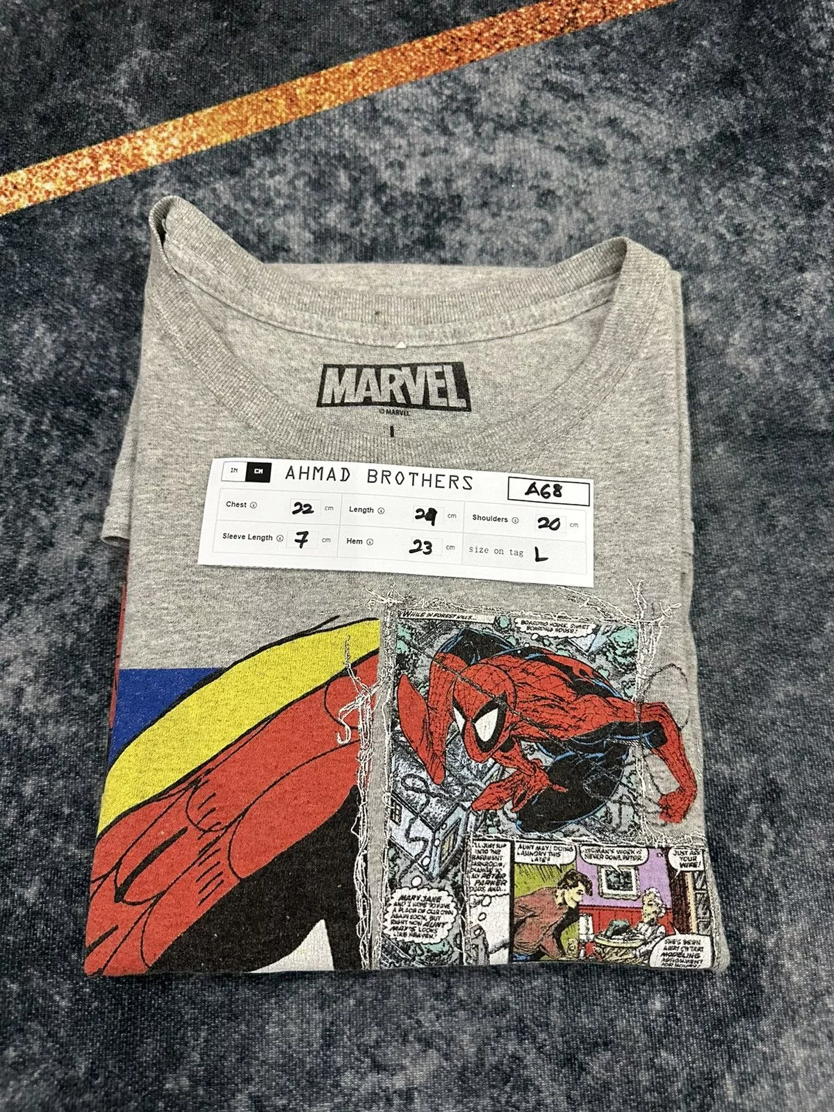 Anime Short Sleeve T Shirts Anime × Marvel Comics Marvel Spiderman Printed Tshirt A68 Silver