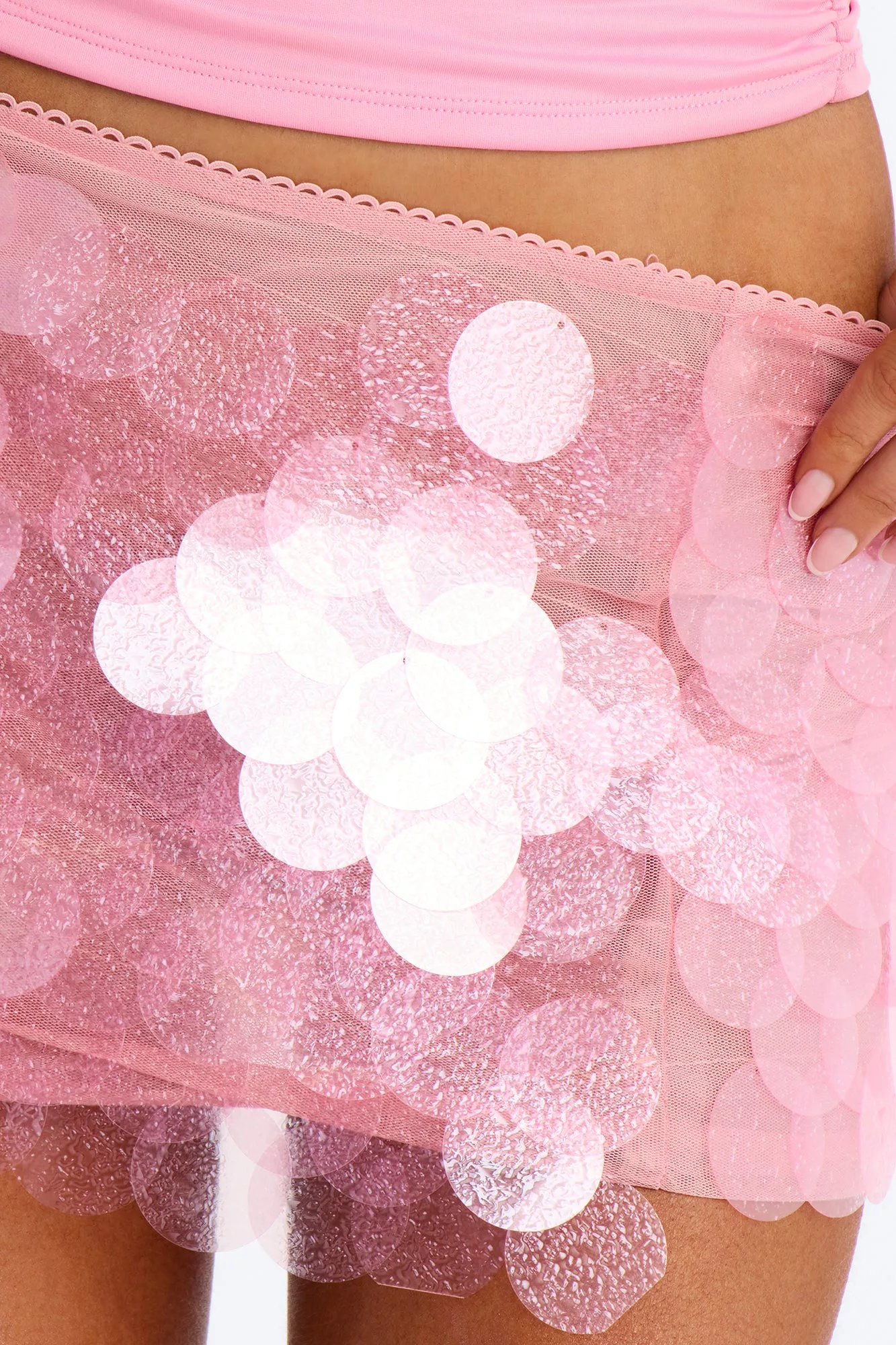 Brina Paillette Sequin Micro Mini Skirt - Pink