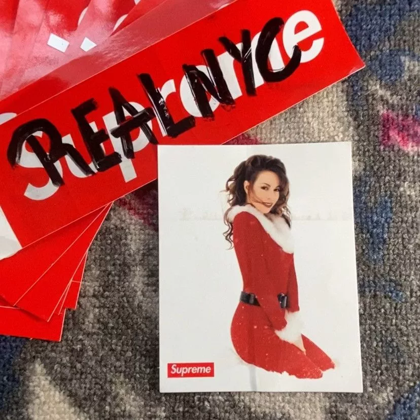 Supreme Supreme Supreme Mariah Carey Santa Sticker White