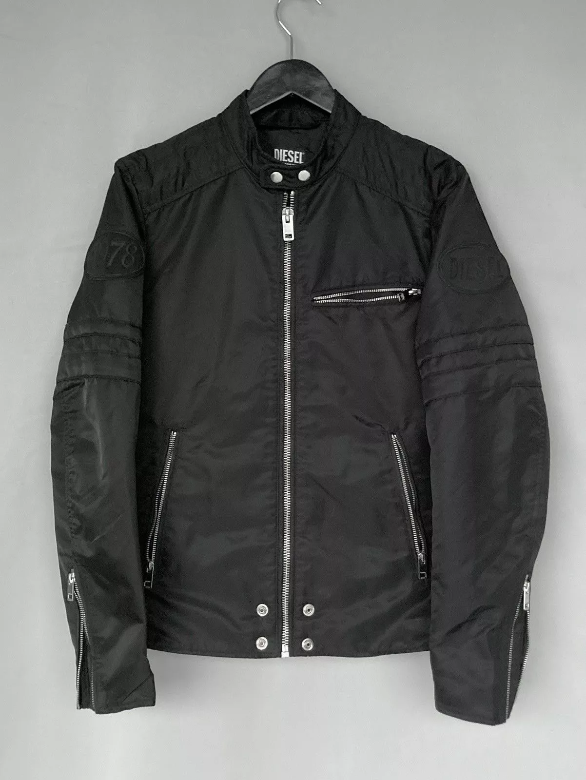 Diesel Light Jackets Diesel Nylon Biker Racing Style Jacket Motorcycle Moto Black Vintage