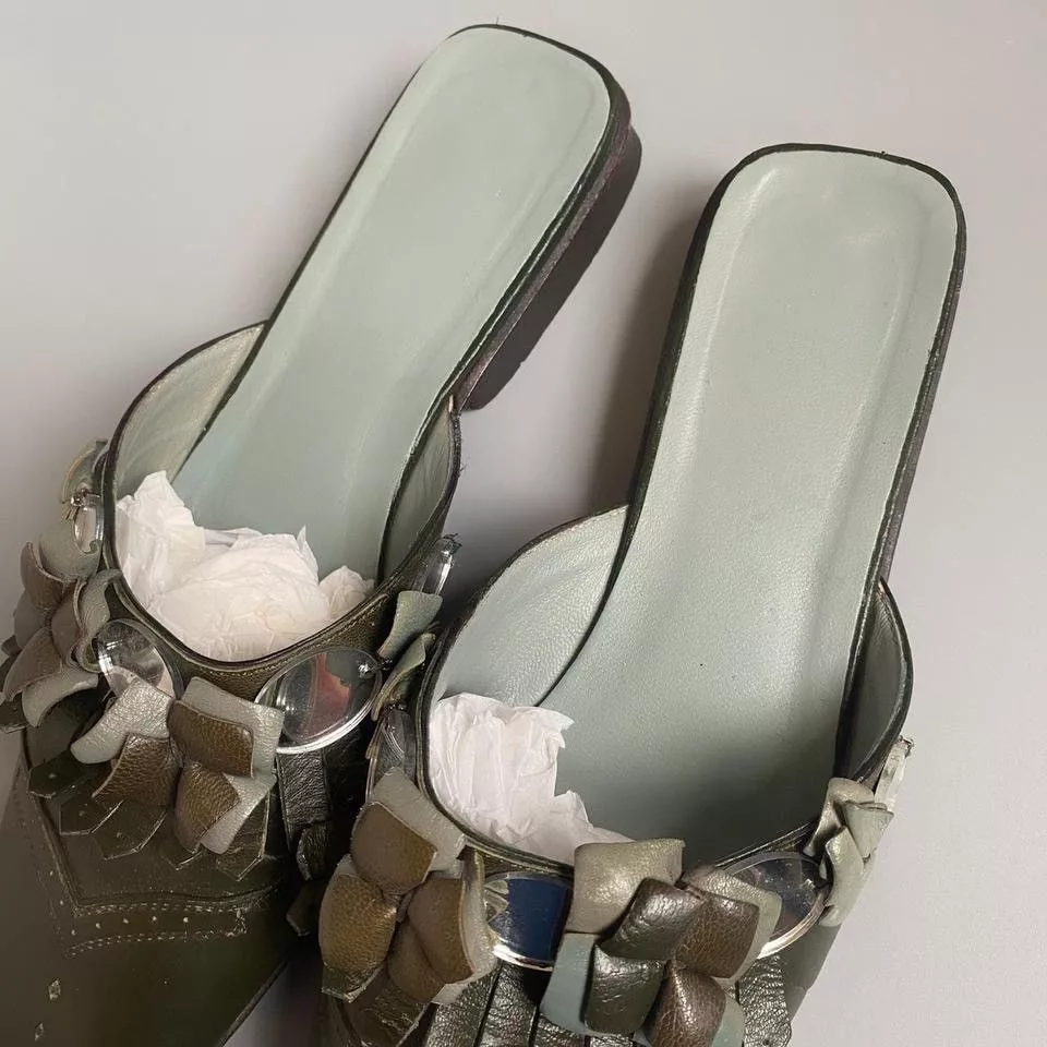 Prada Flats Prada × Vintage prada spring/summer 1999 sabots Green