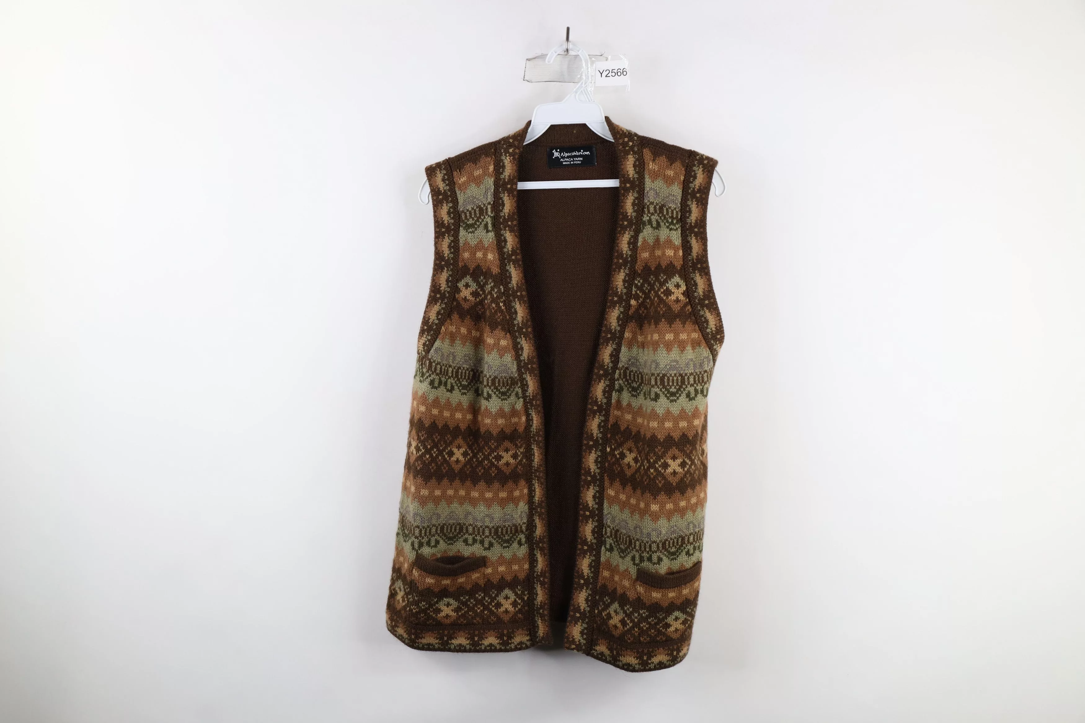 Vintage Vests Vintage 90s Streetwear Fair Isle Open Front Cardigan Sweater Multi