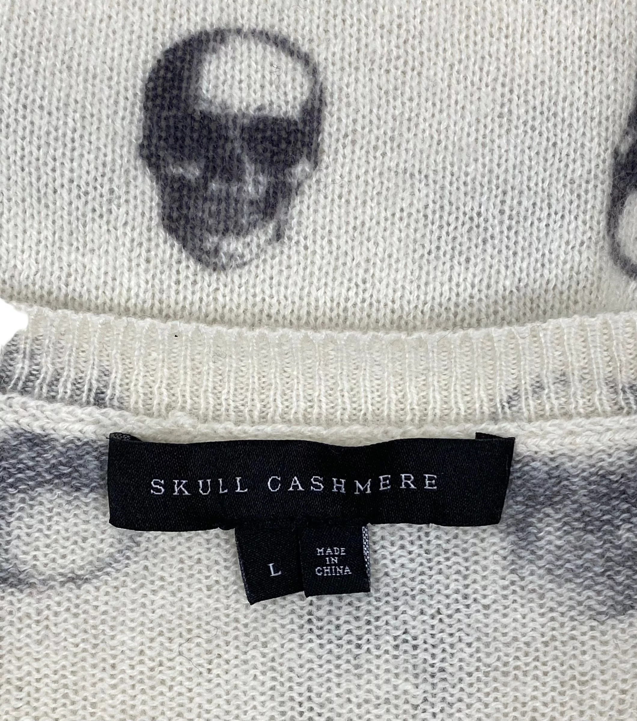Designer Sweaters Designer skull cashmere printed sweater large Beige