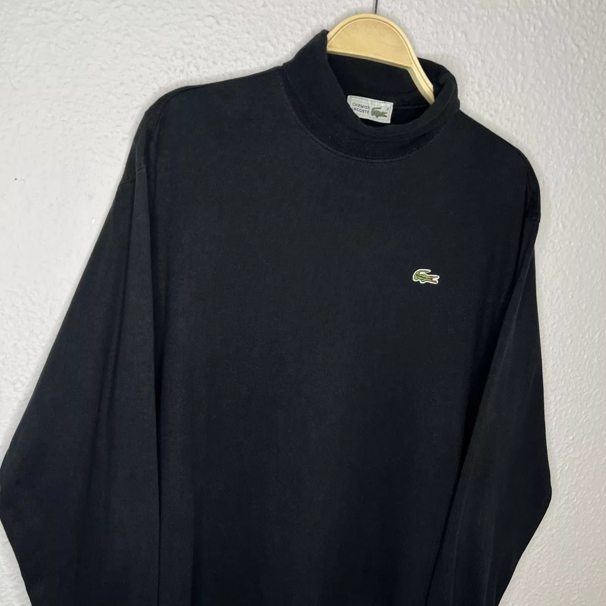 Lacoste Sweatshirts Hoodies Lacoste × Vintage Lacoste Sweatshirt Turtleneck Pull Vintage Black Logo Streetwear