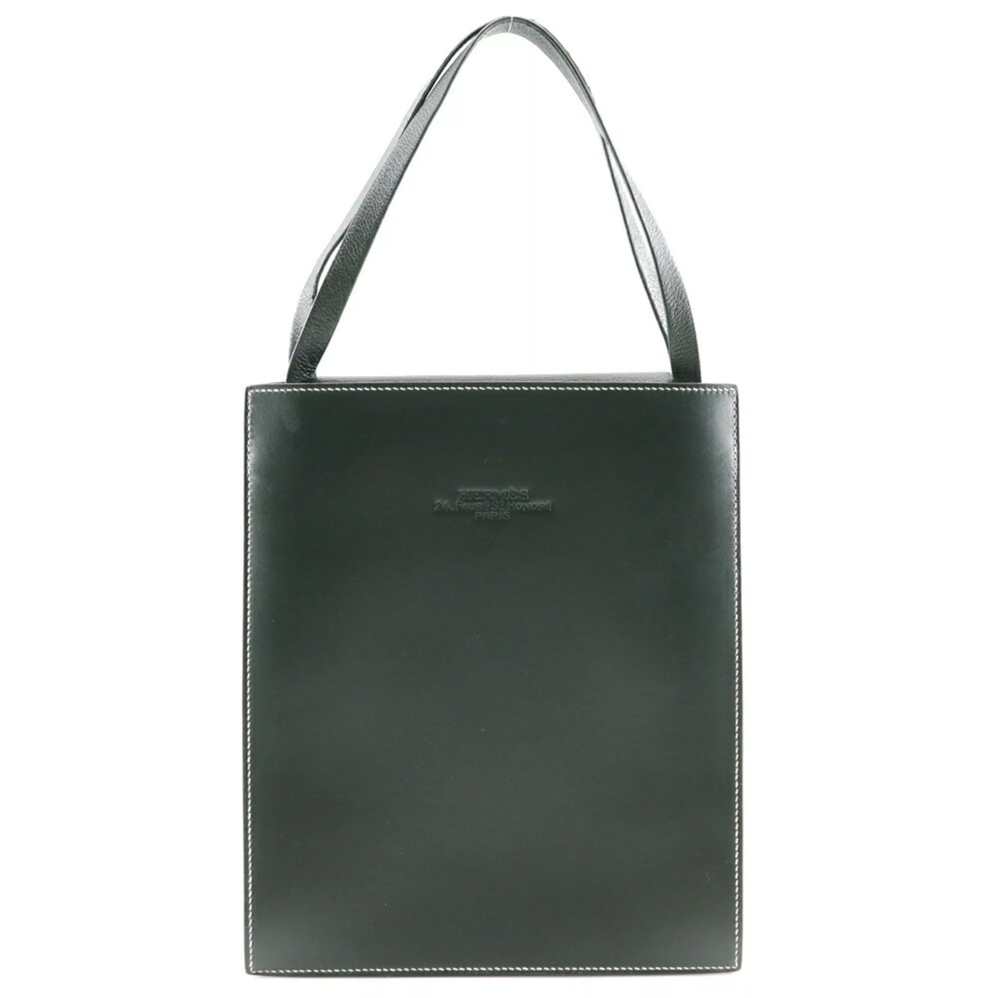 Hermes Other Hermes Lucy PM Handbag Box Calf 1998 Dark Green B A5 Flap Women's