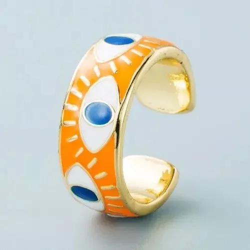 Jewelry Rings Jewelry Orange Enamel Engrave Turkish Evil Eye Ring Streetwear