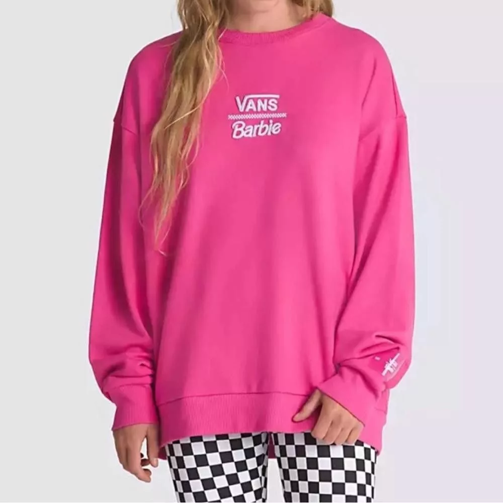 Vans Sweatshirts Vans x Barbie Rene Hot Pink Oversized Sweatshirt Large NEW