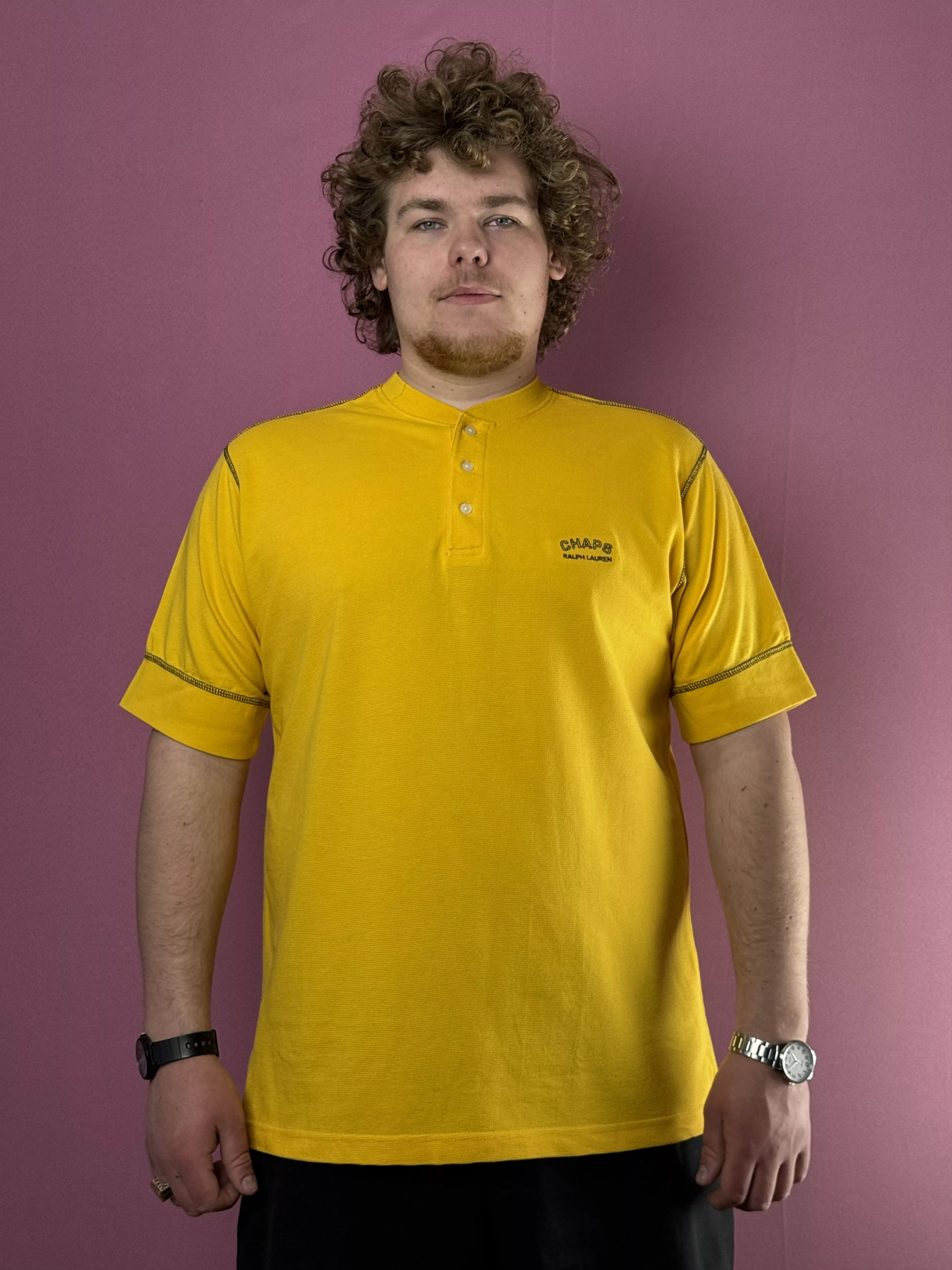 Chaps Polos Chaps × Chaps Ralph Lauren × Ralph Lauren 90s Chaps Ralph Lauren Vintage Men's Polo Shirt - XL Yellow