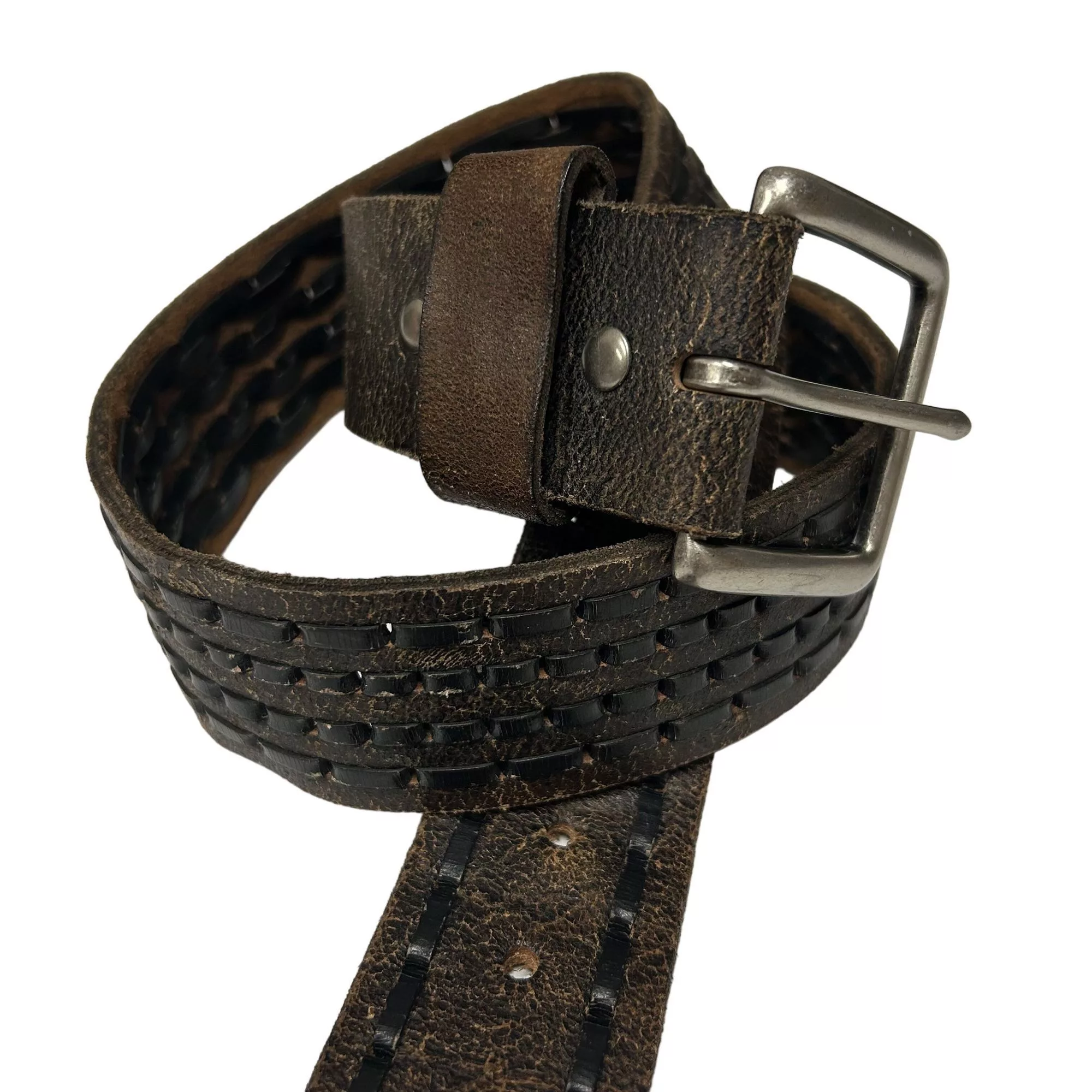 Other Belts Other C-Red Black DISTRESSED Leather Wide LACED Motorcycle Belt