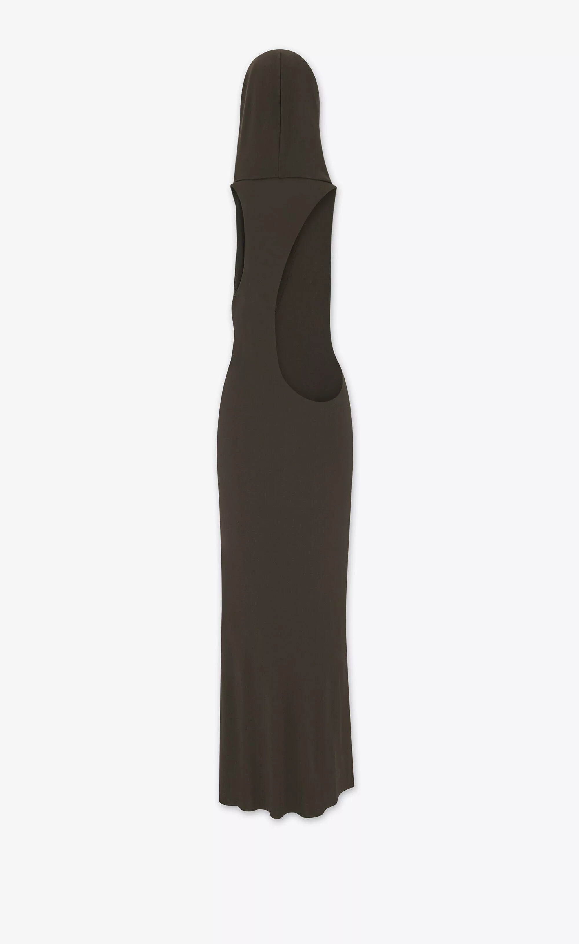 Saint Laurent Paris Maxi Dresses Saint Laurent Paris o1b1hav110724 Hooded Dress in Crepe Jersey in Brown