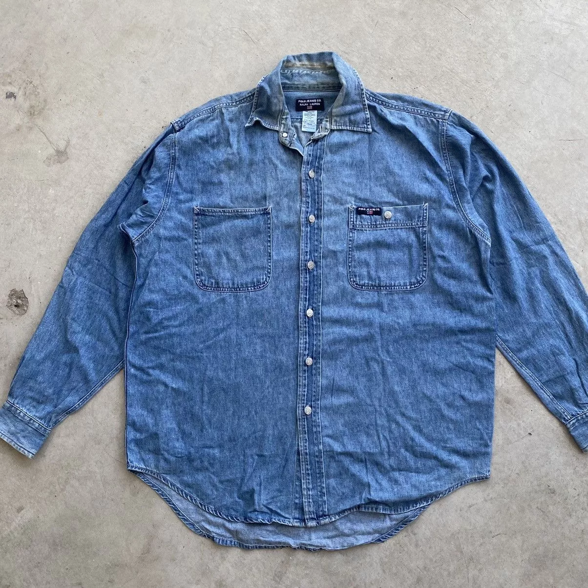 Carhartt Shirts Button Ups Carhartt Polo Ralph Lauren Double Pocket Worker Shirt Blue Workwear