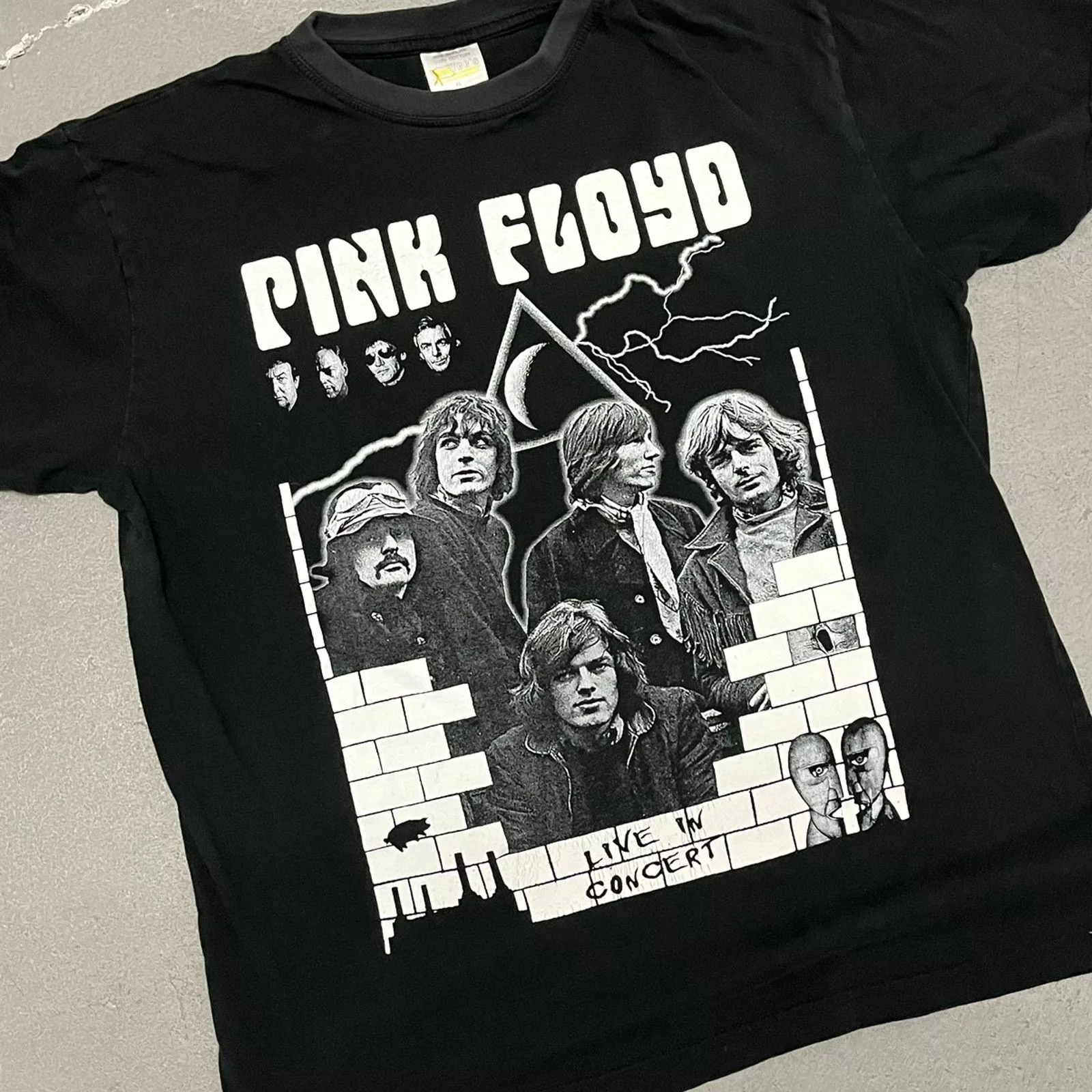 Band Tees Short Sleeve T Shirts Band Tees × Vintage VTG 1990’s Pink Floyd Live In Concert Parking Lot Band Tee M Black Streetwear