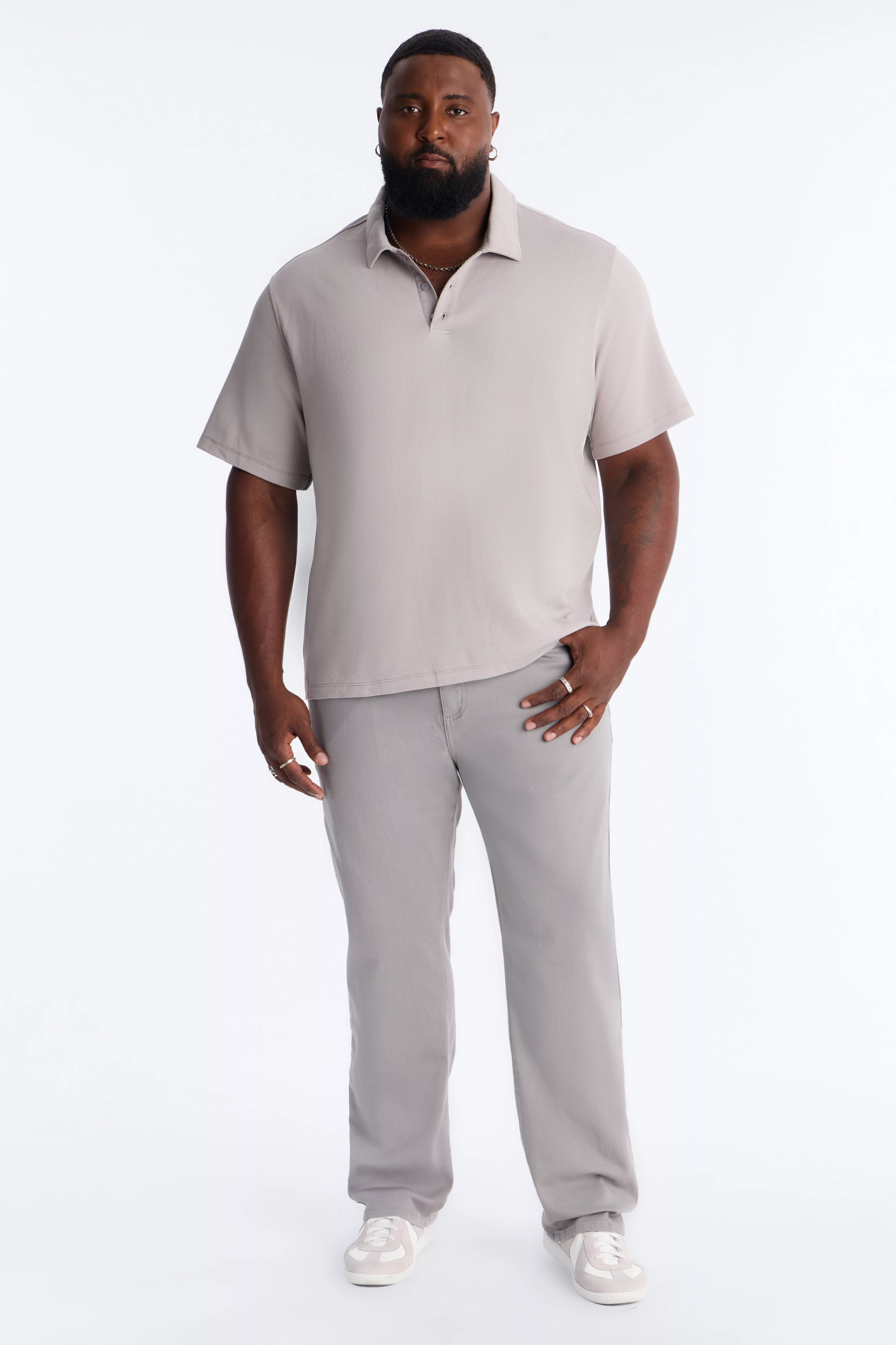 Classic Ribbed Clean Finish Polo - Grey
