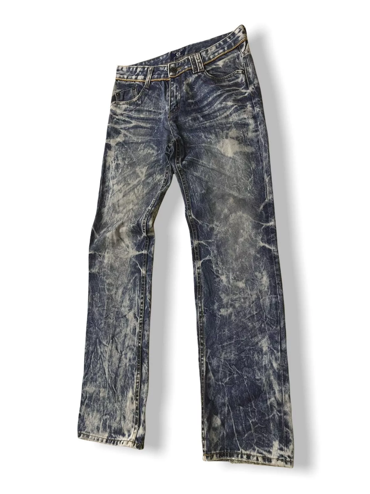 Bleach × Vintage INTERROGATION BLEACH DENIM JEANS AVANT GARDE Blue Avant-Garde
