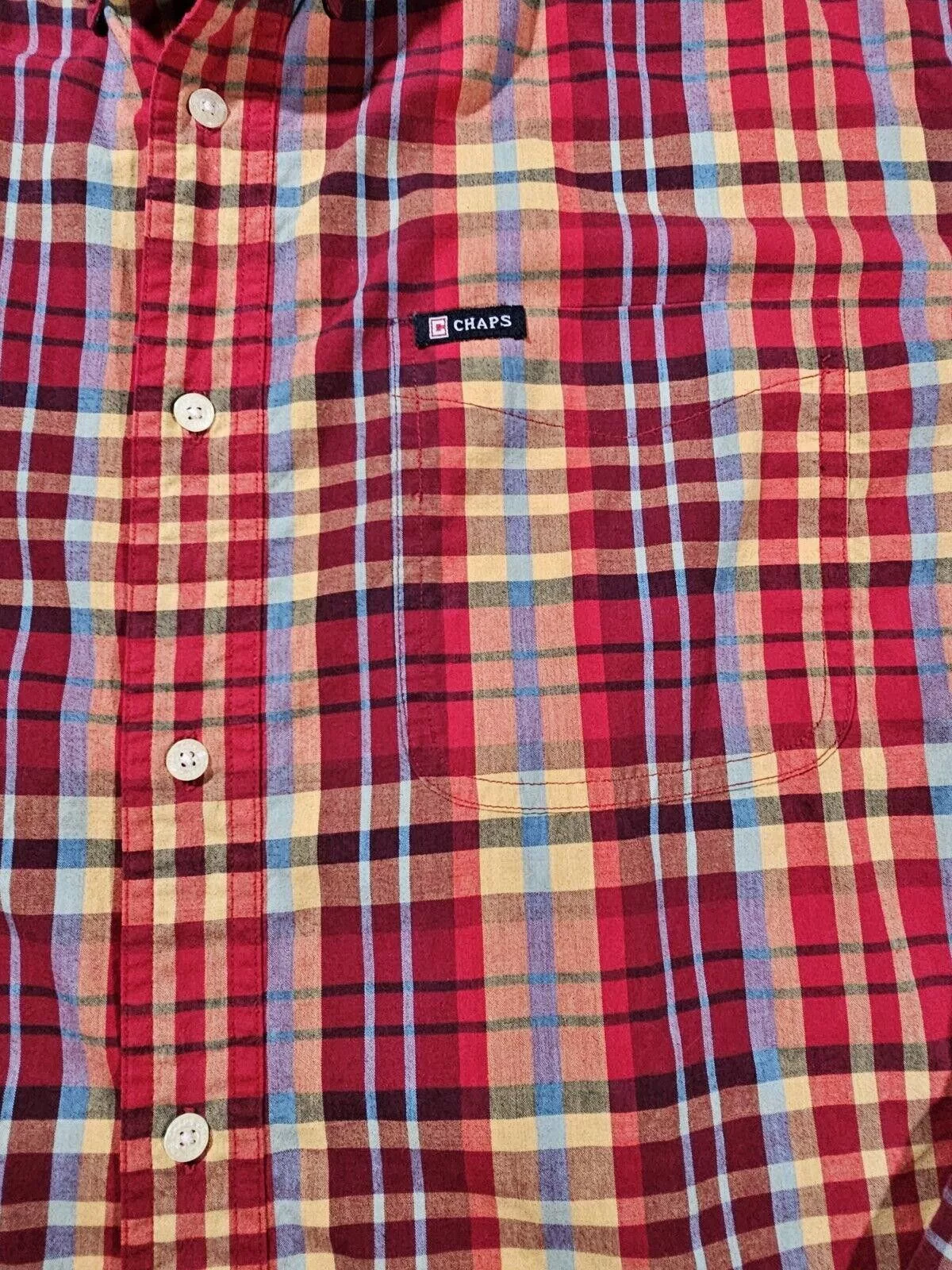 Chaps Shirts Button Ups Chaps Easy Care Mens XL Red Plaid Button Down Long Sleeve