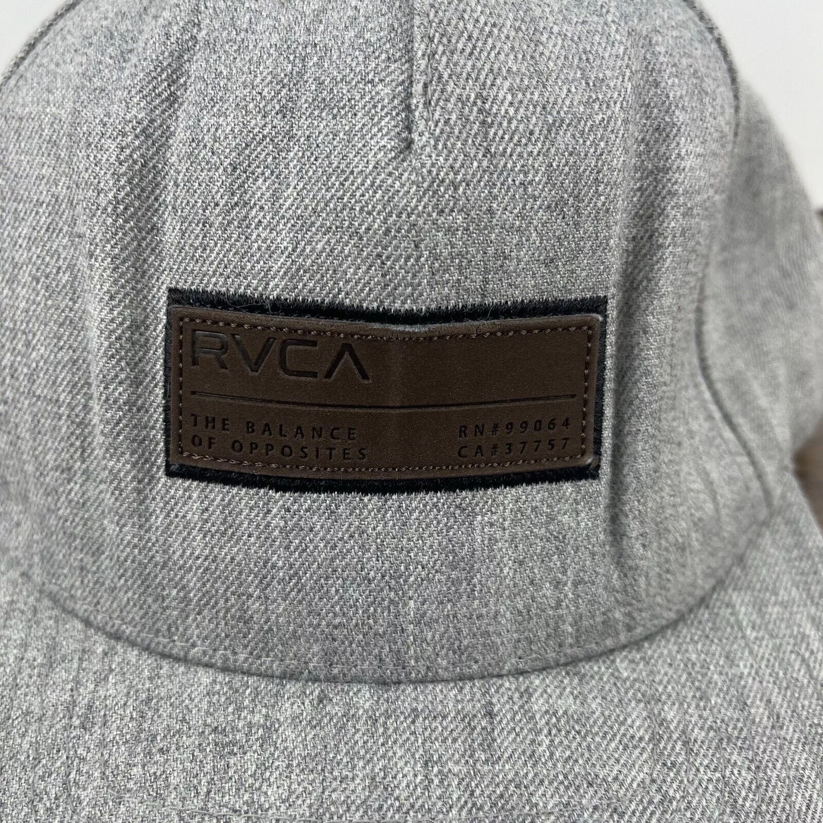 RVCA Hats RVCA Hat RVCA Gray Snapback Hat Gray Hat Adjustable Gray Adu