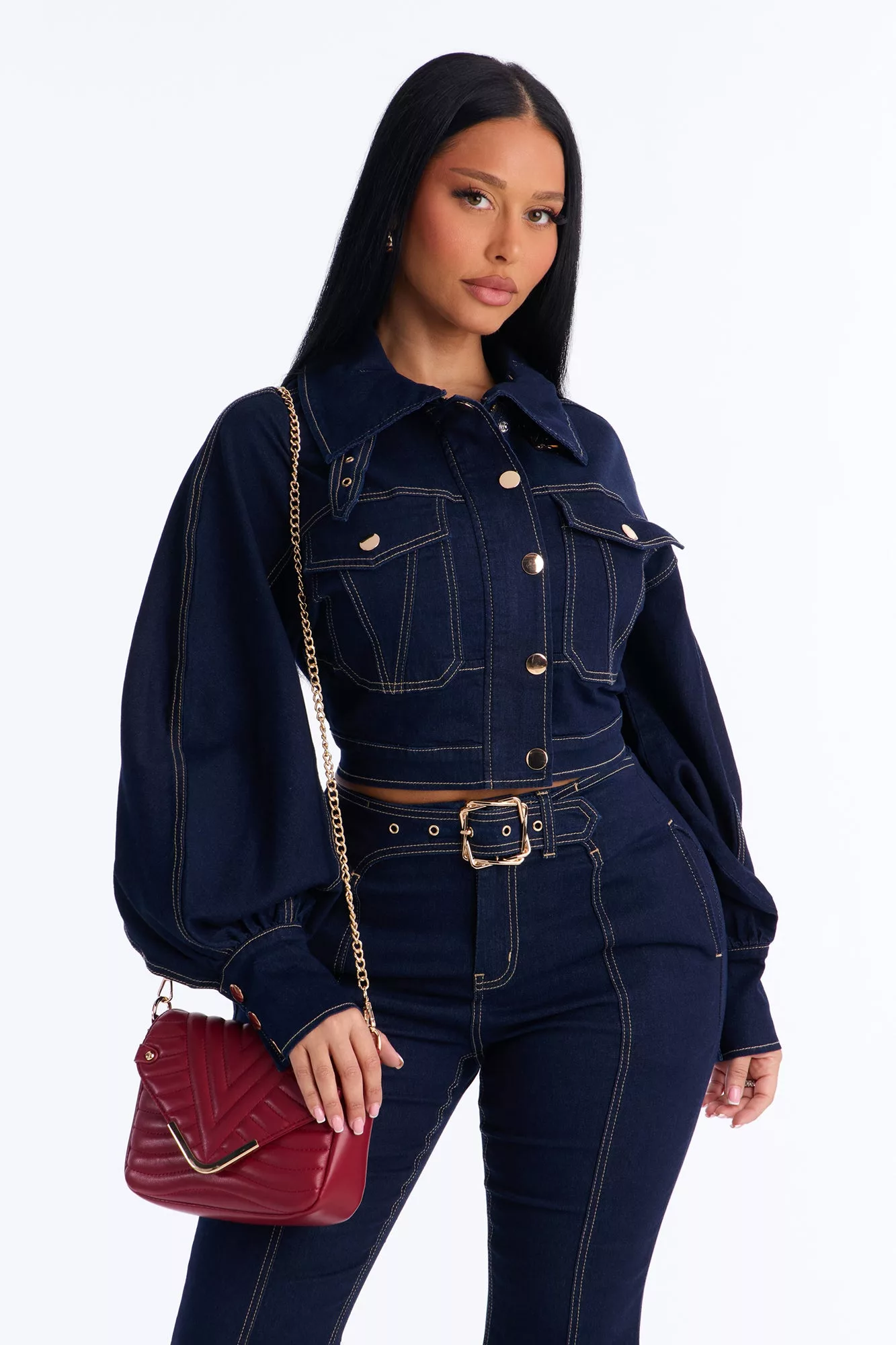 The Night Is Young Faux Leather Crossbody Handbag - Burgundy